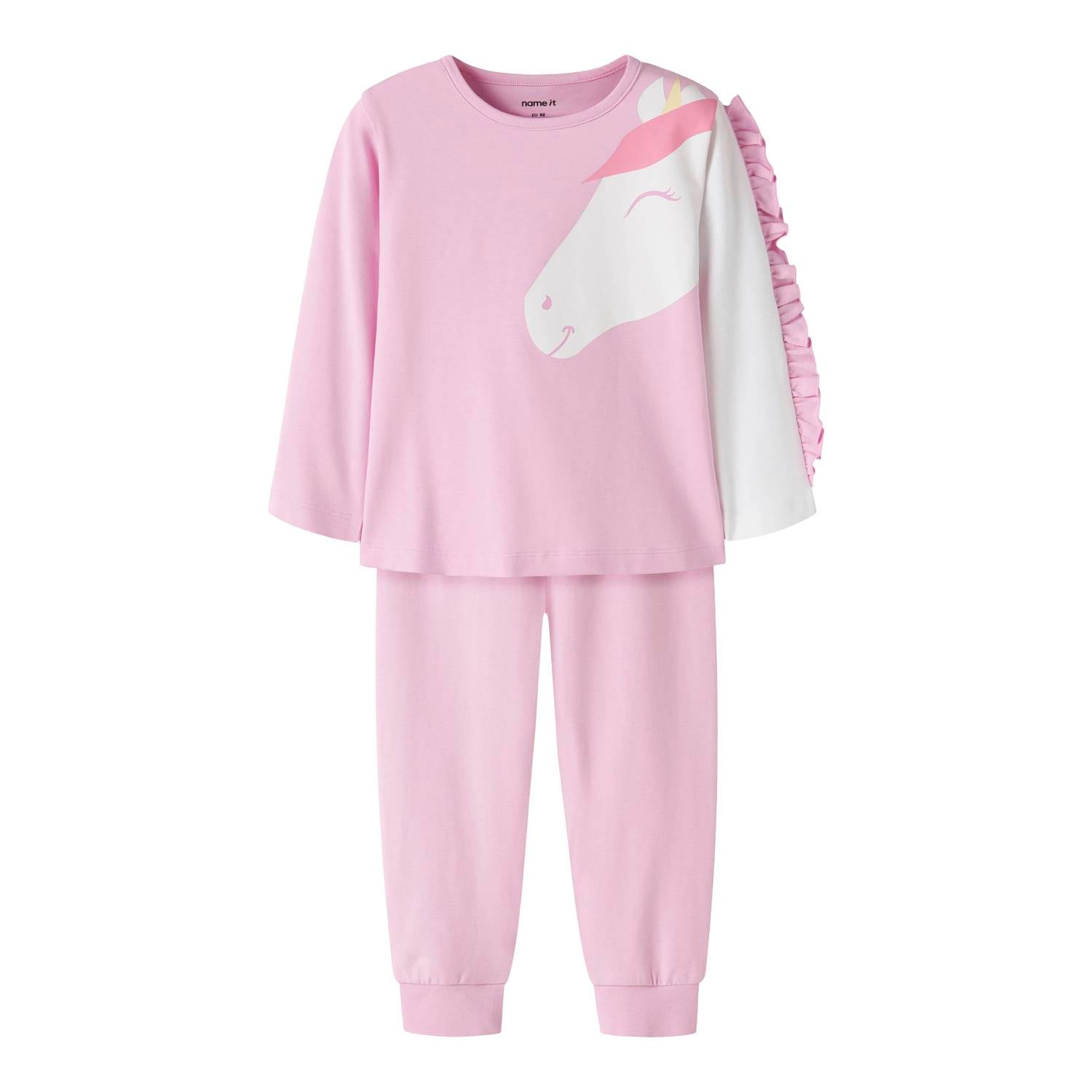 NAME IT MINI pyjama met print en ruches roze wit