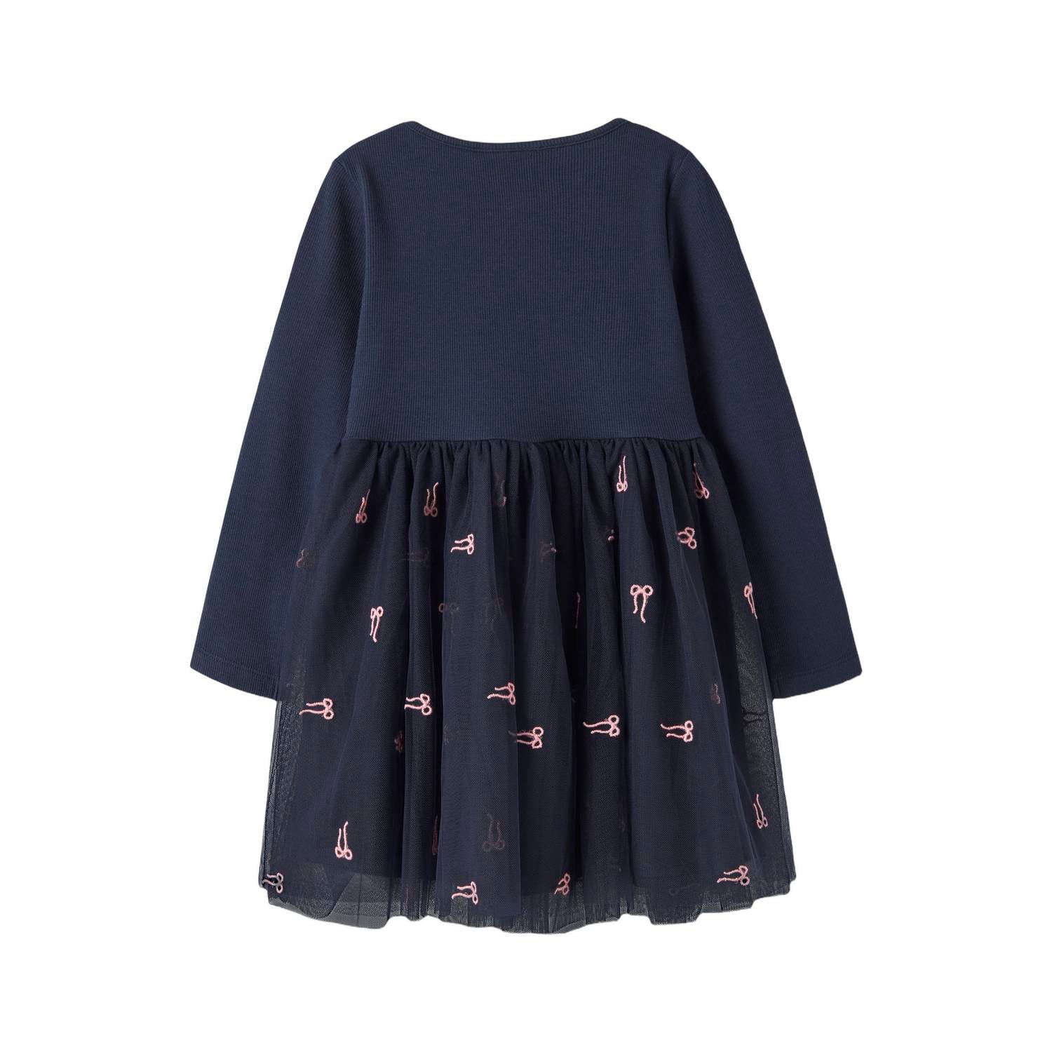 NAME IT MINI midi jurk met tule details en print donkerblauw
