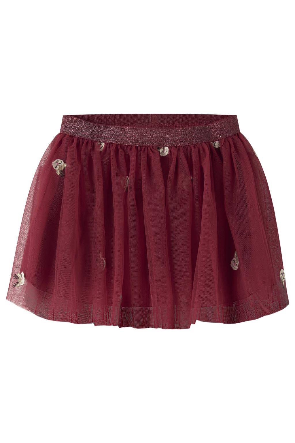 NAME IT MINI junior tule midi A-lijn rok met print - rood