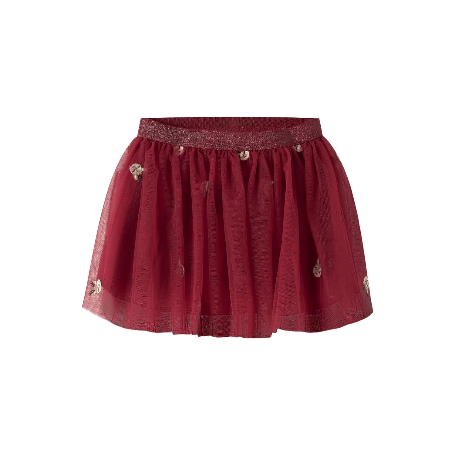 NAME IT MINI junior tule midi A-lijn rok met print rood