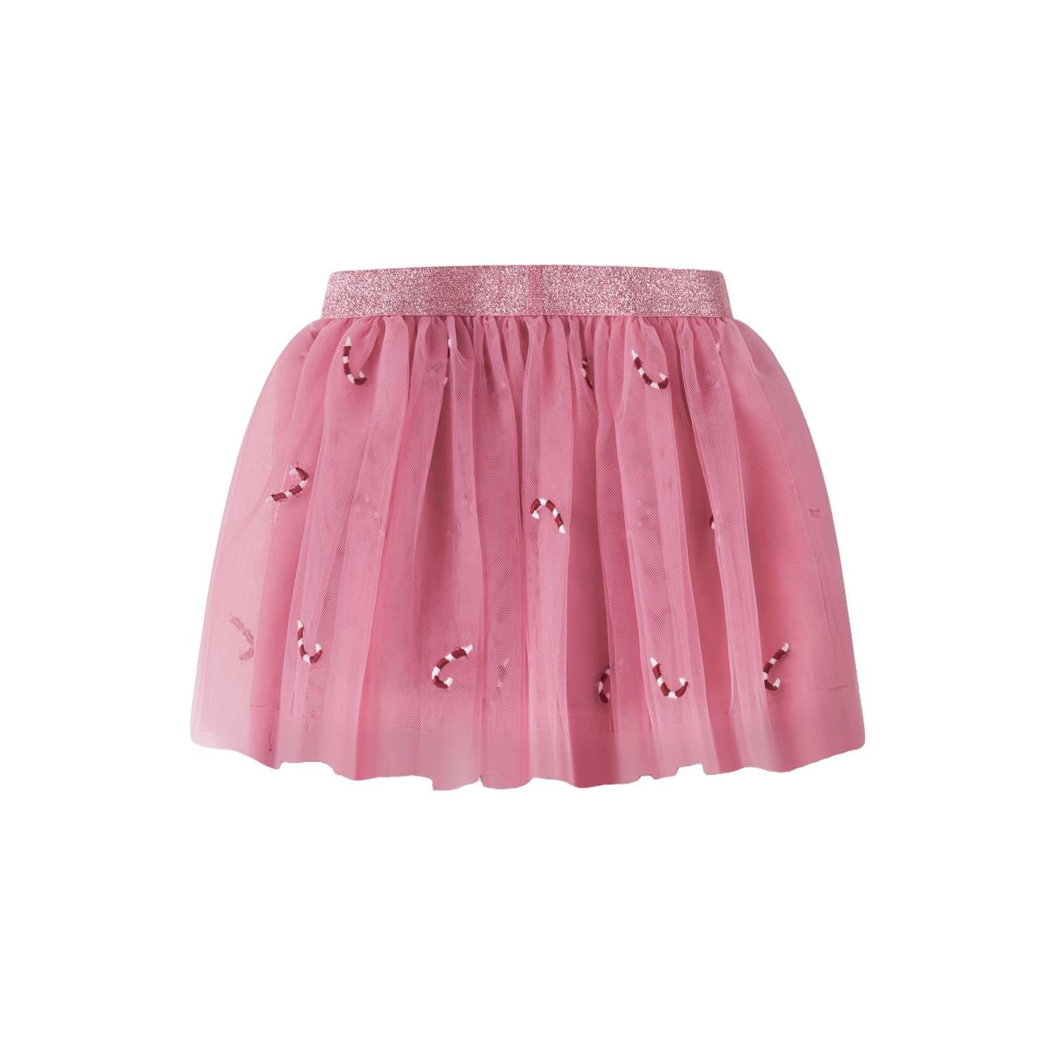 NAME IT MINI A-lijn midi tule rok met print roze