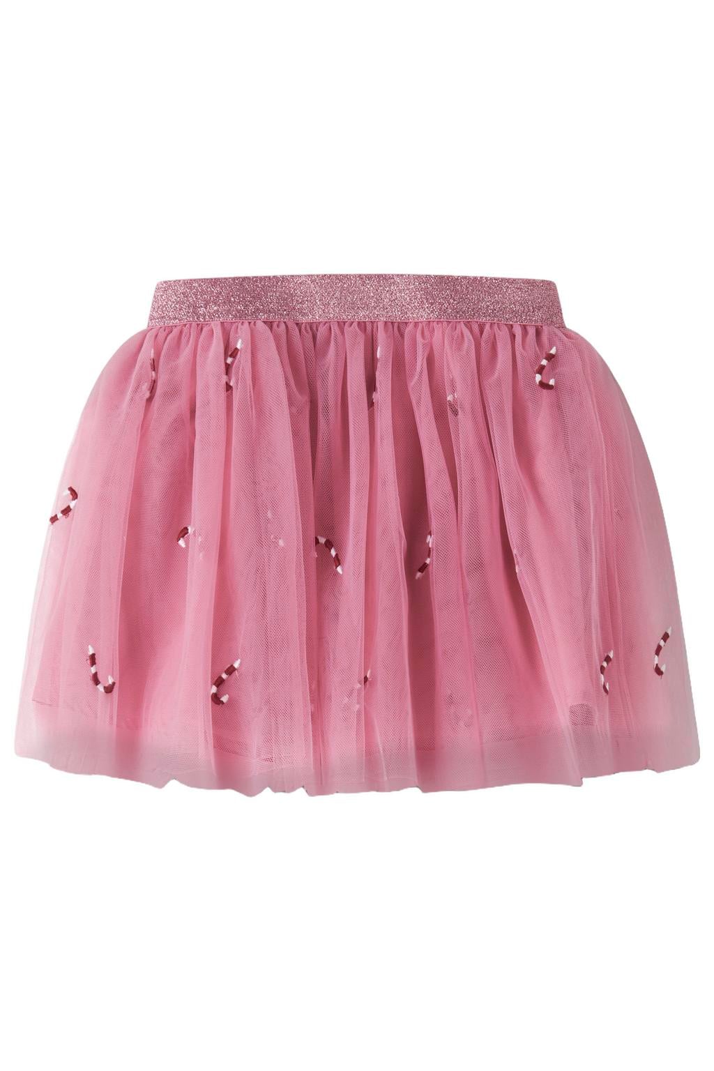 NAME IT MINI A-lijn midi tule rok met print - roze