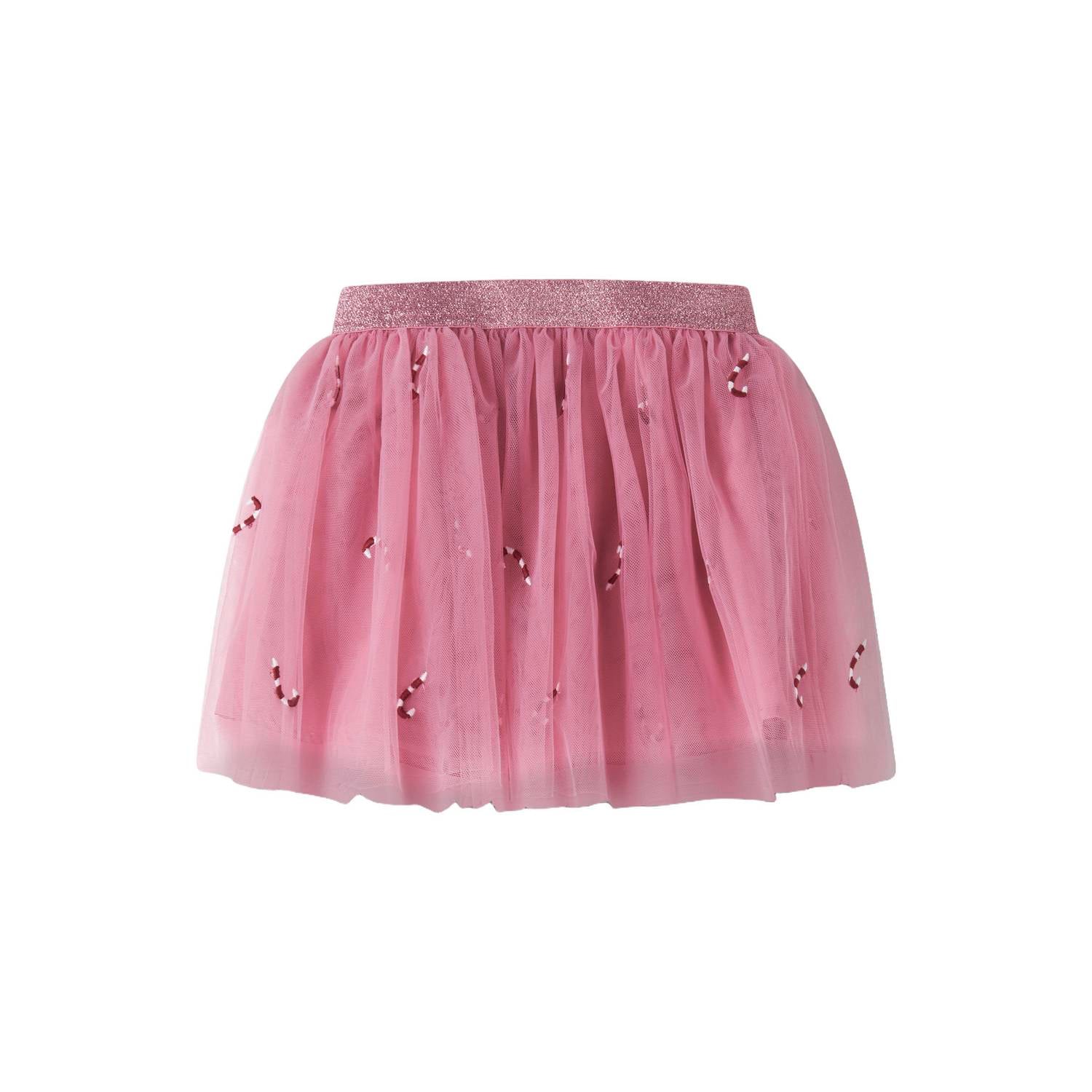 NAME IT MINI A-lijn midi tule rok met print roze