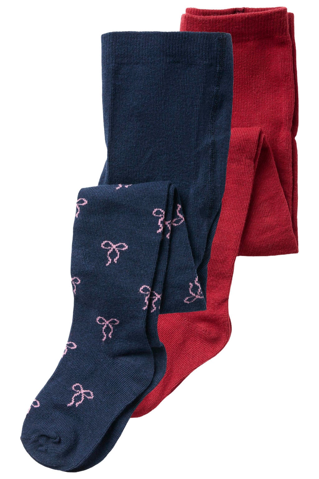 NAME IT MINI gebreide katoenen maillots met print - donkerblauw/rood (set van 2)