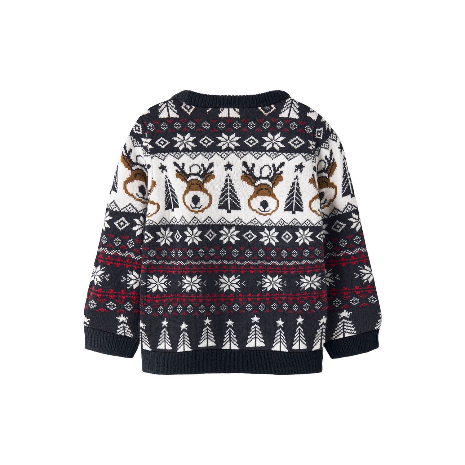 NAME IT MINI jacquard kersttrui met print donkerblauw