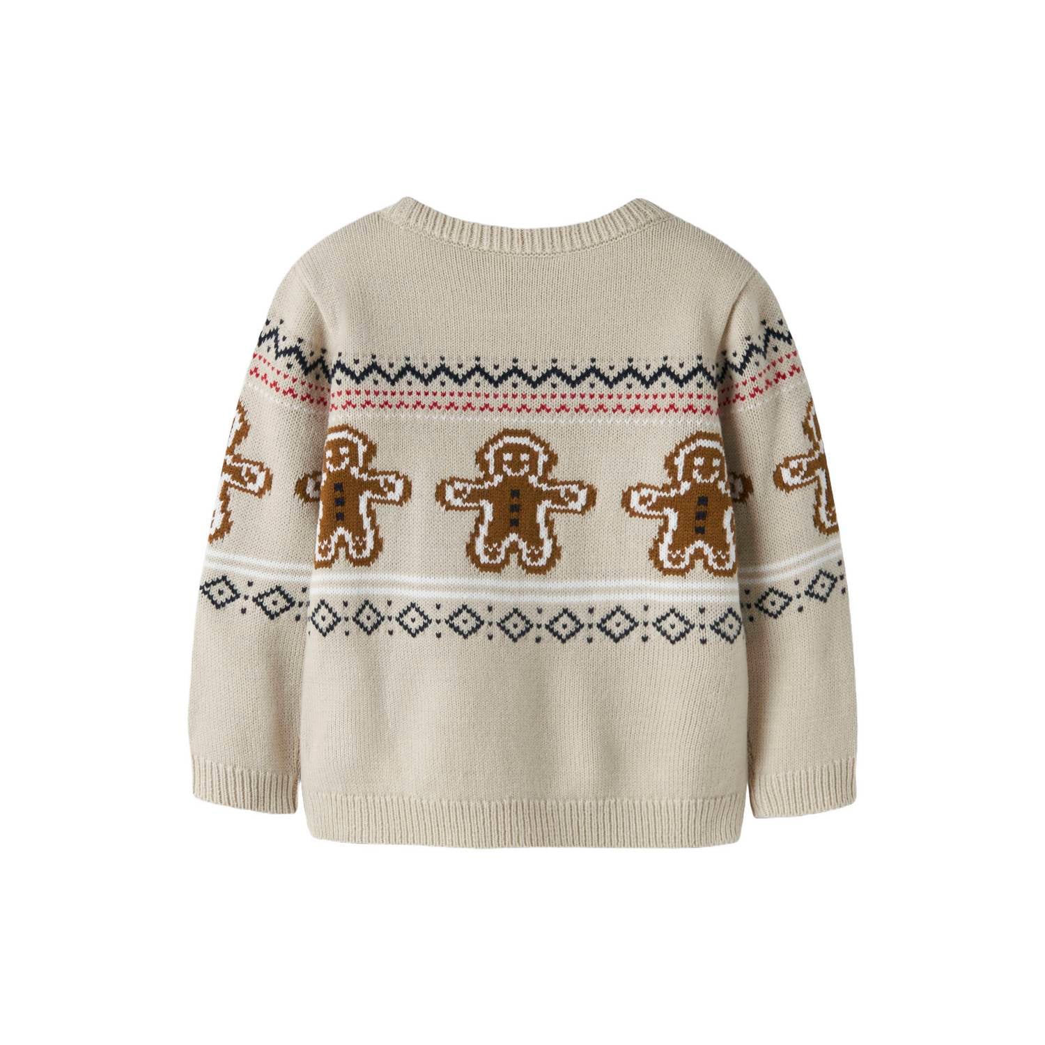 NAME IT MINI jacquard kersttrui met print beige