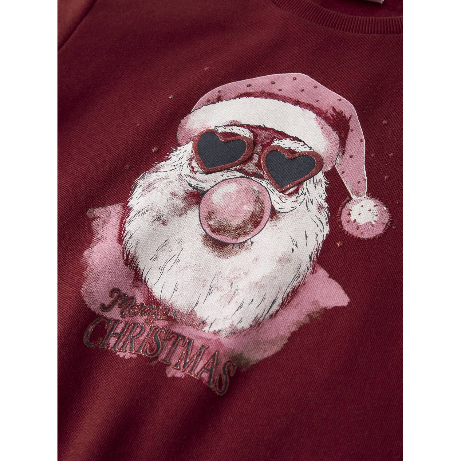 NAME IT KIDS rechtvallende sweater met print rood