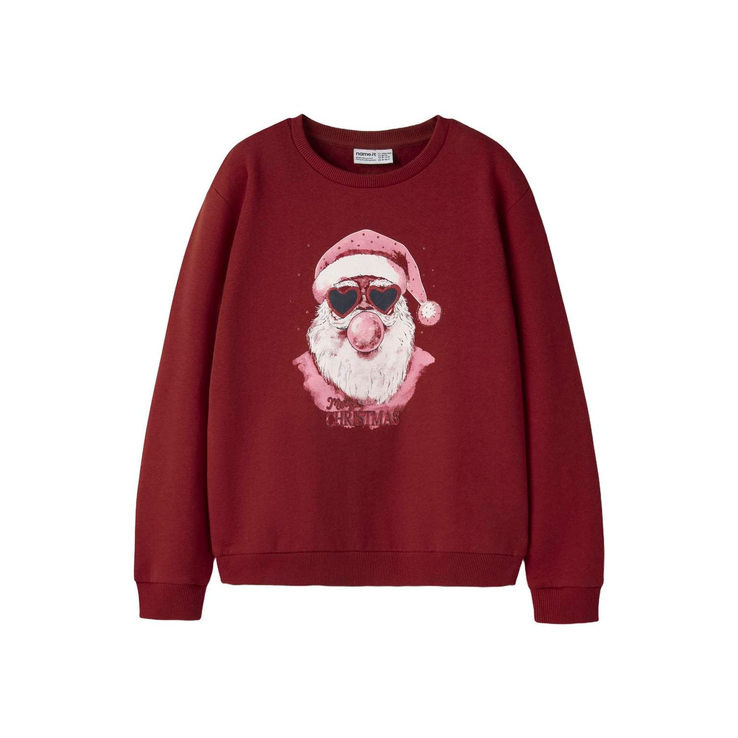 NAME IT KIDS rechtvallende sweater met print rood