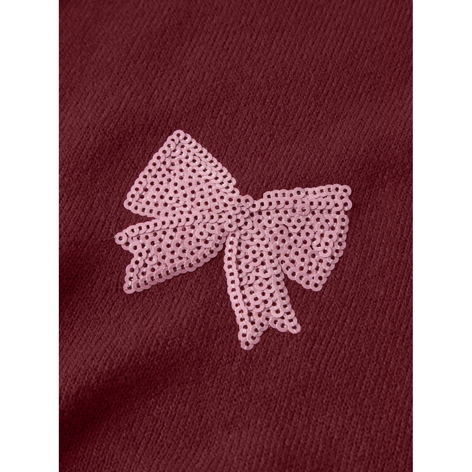NAME IT KIDS rechtvallende gebreide trui met print en pailletten rood roze