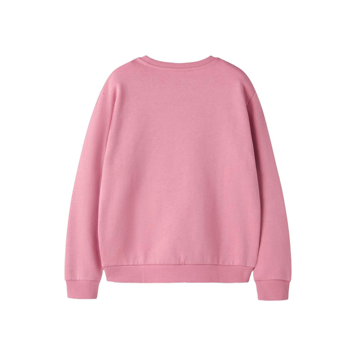NAME IT KIDS rechtvallende sweater met print roze