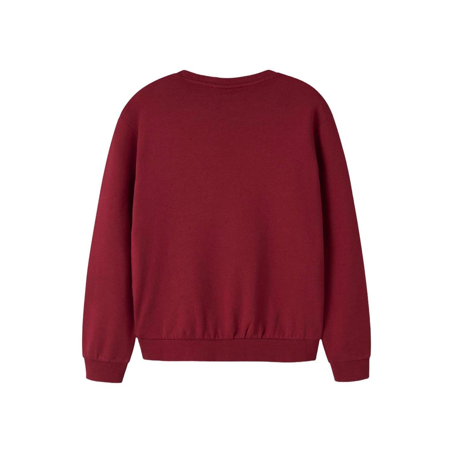 NAME IT KIDS sweater met print donkerrood