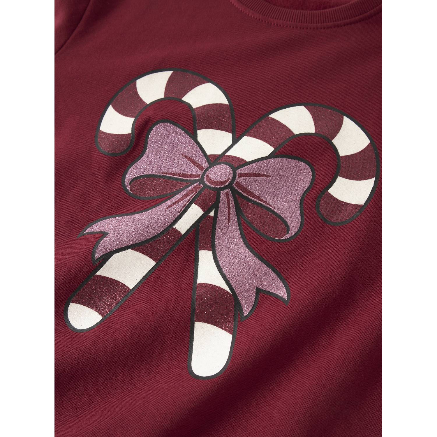 NAME IT KIDS sweater met print donkerrood