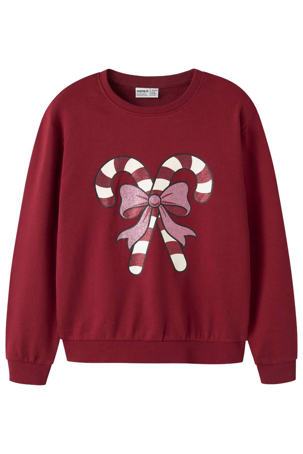 NAME IT KIDS sweater met print - donkerrood