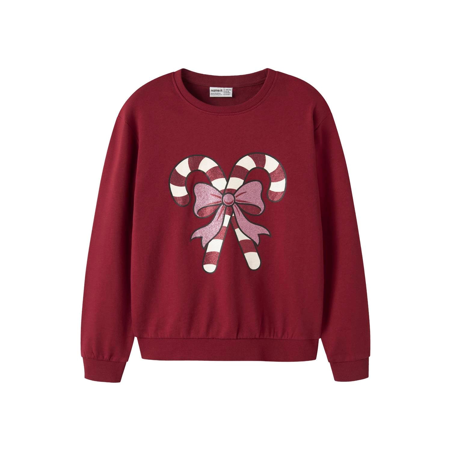 NAME IT KIDS sweater met print donkerrood