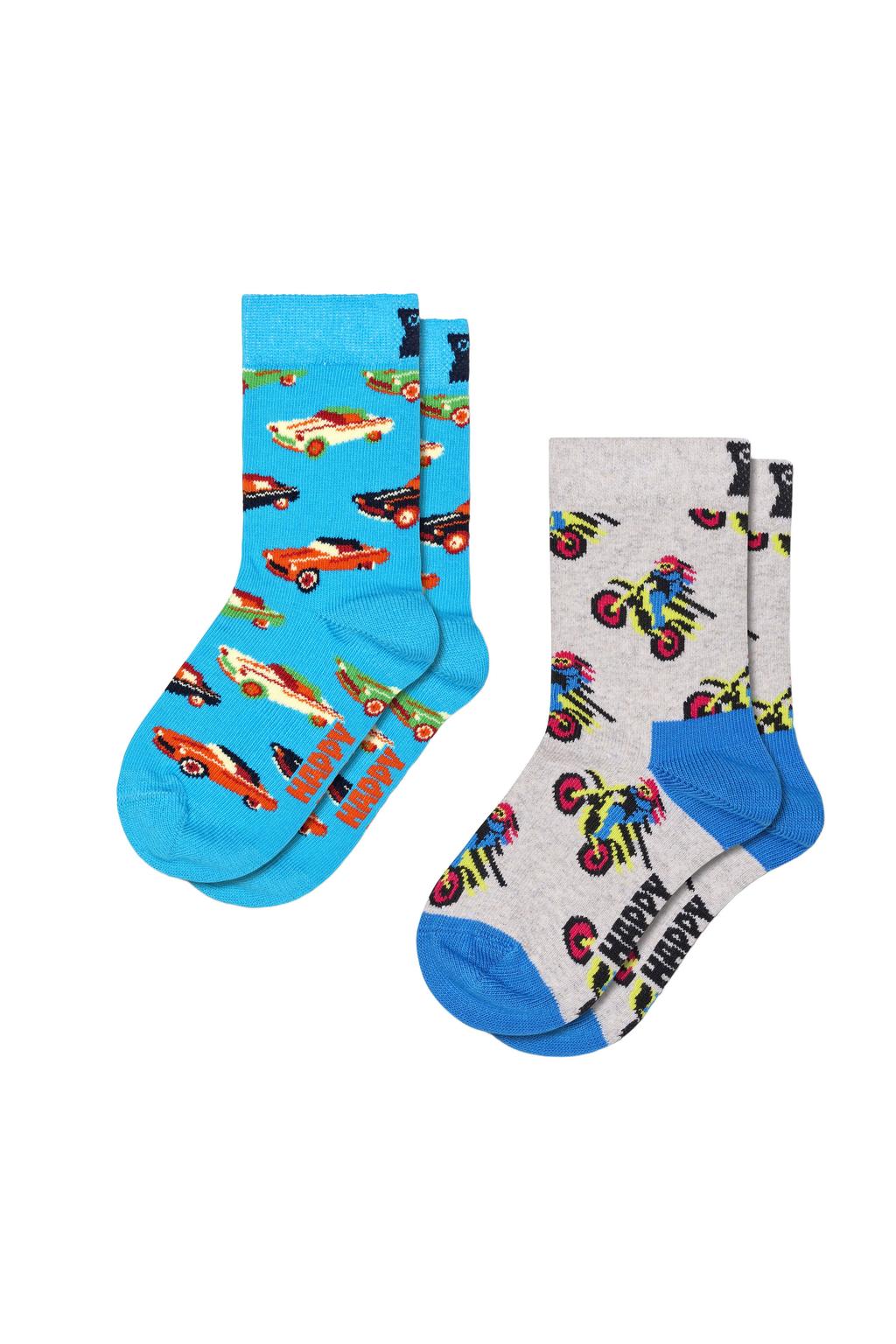 Happy Socks sokken met print - blauw/grijs (set van 2)