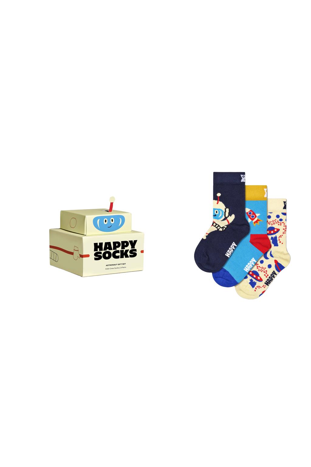 Happy Socks sokken met print - blauw/beige (set van 3)