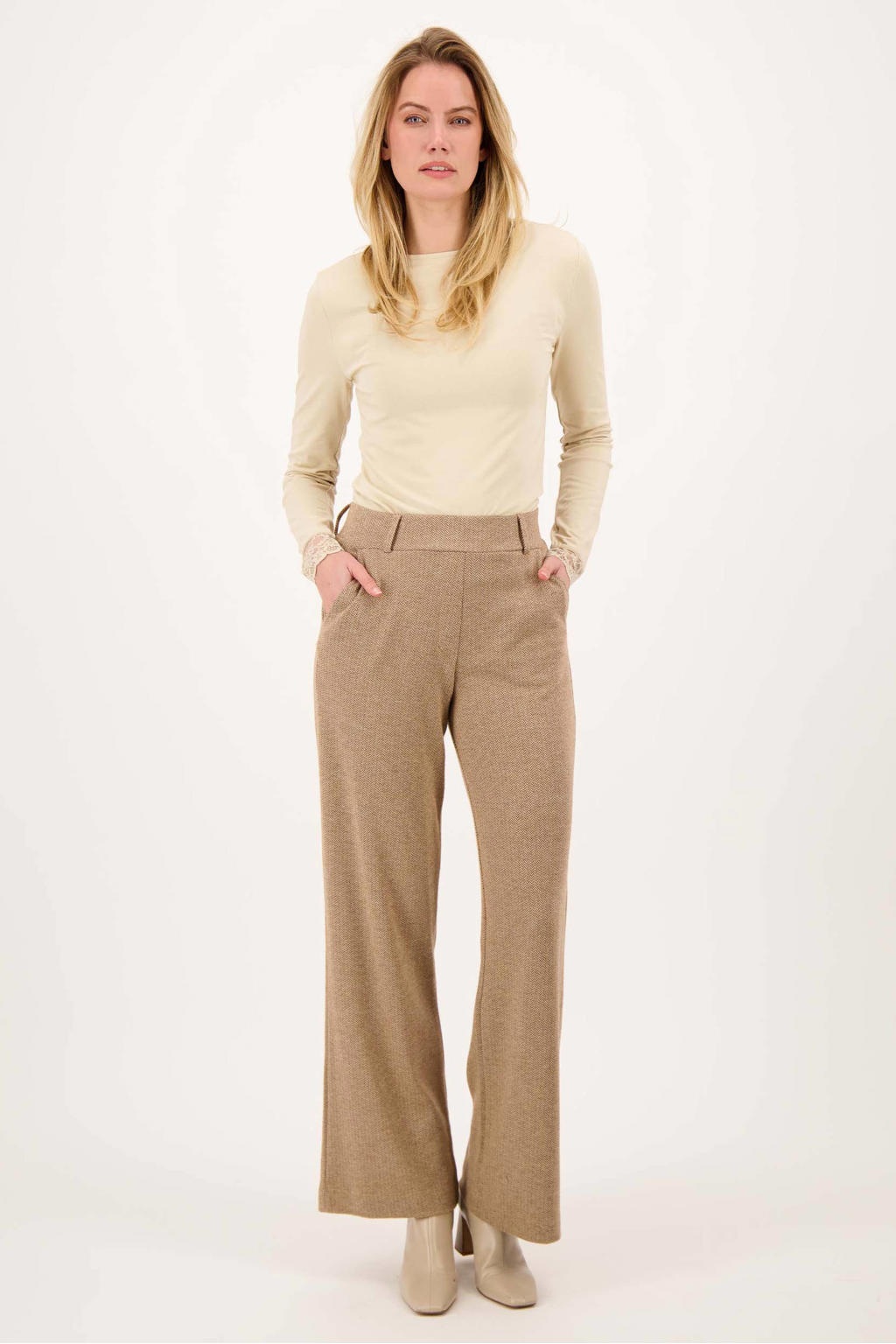 Zusss flared broek - beige