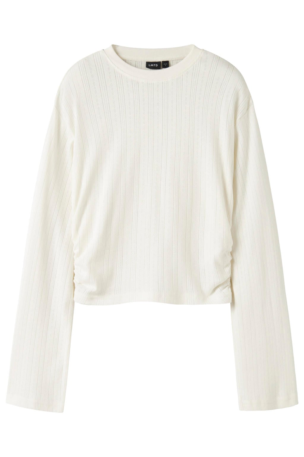 Witte meisjes LMTD longsleeve van katoen met effen, lange mouwen, ronde hals en textuur