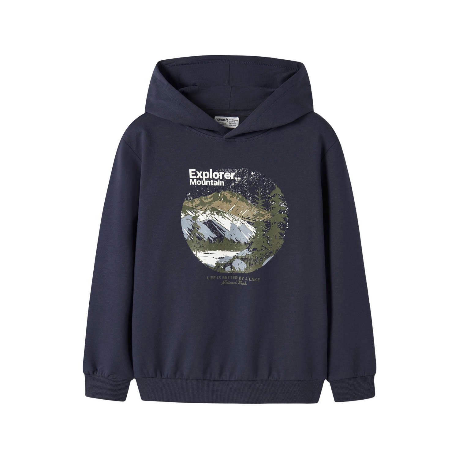 NAME IT KIDS rechtvallende hoodie met print donkerblauw