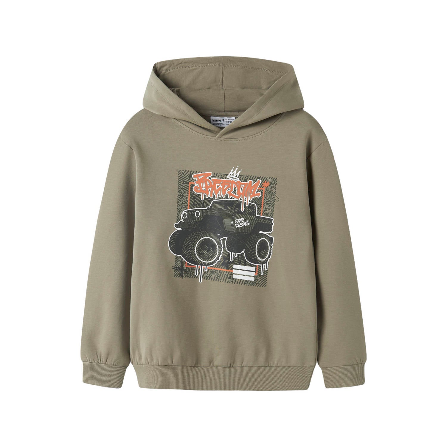 NAME IT KIDS rechtvallende hoodie met print groen