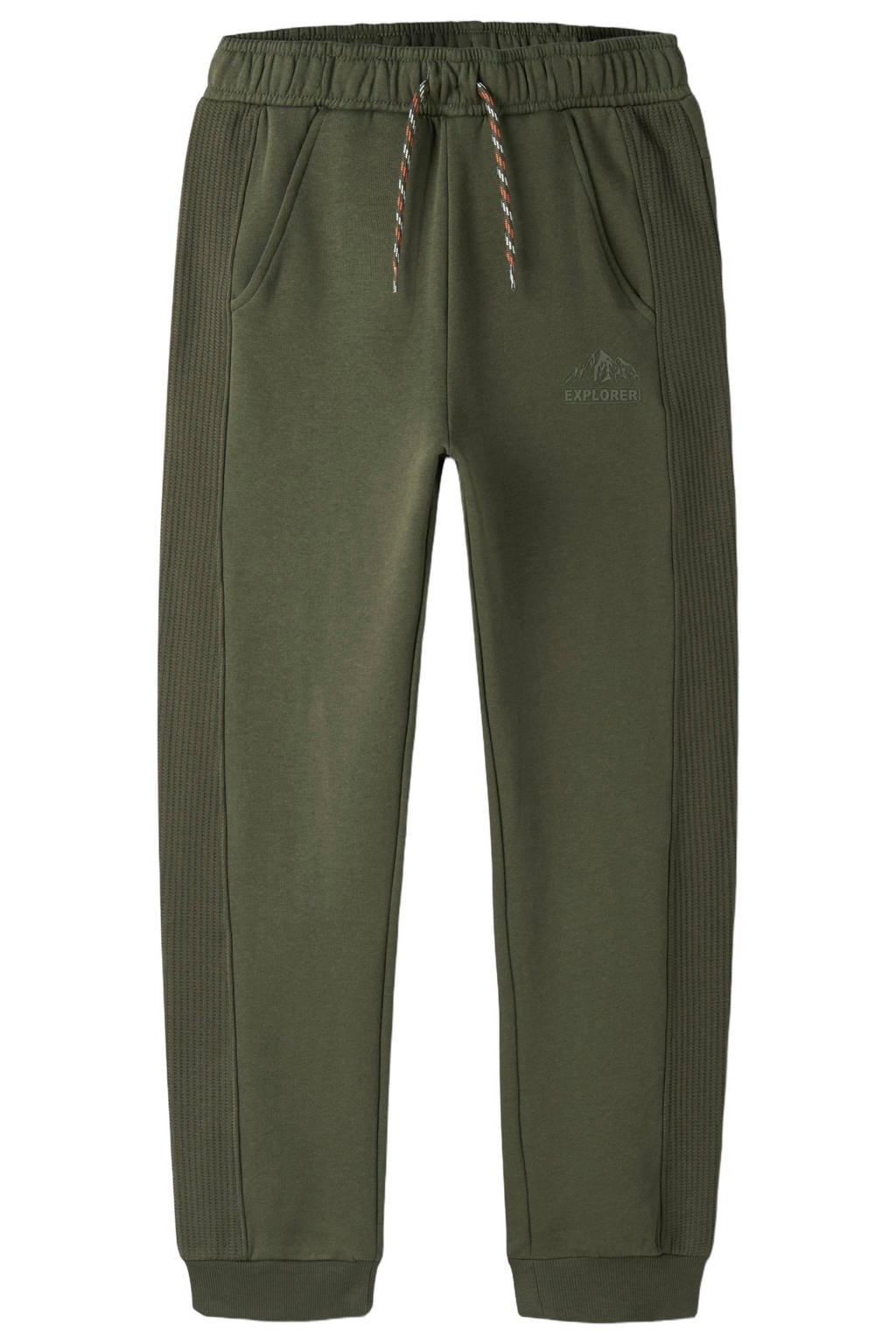 Groene jongens NAME IT KIDS joggingbroek van sweat materiaal met elastische tailleband met koord en effen