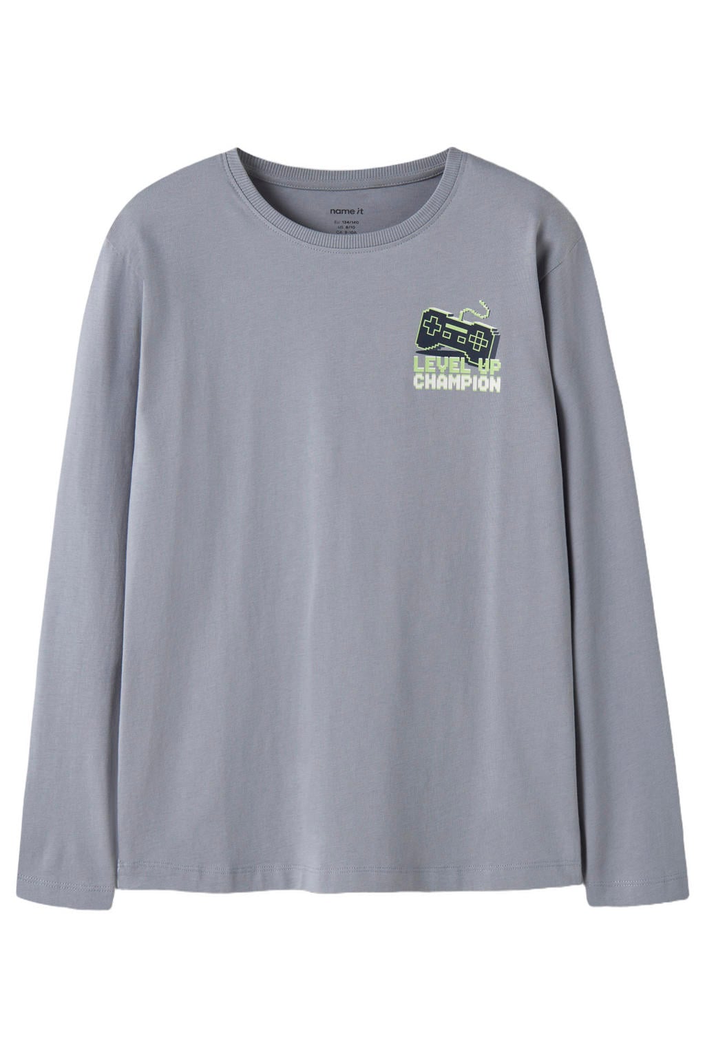 Lichtblauwe jongens NAME IT KIDS longsleeve van katoen met printopdruk, lange mouwen en ronde hals
