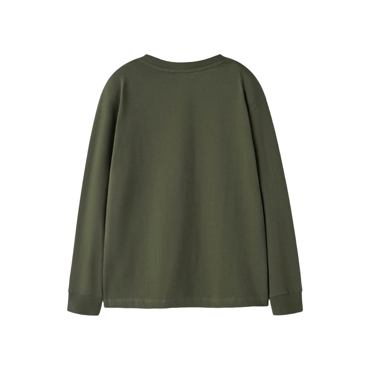 NAME IT KIDS rechtvallende longsleeve met patches olijfgroen