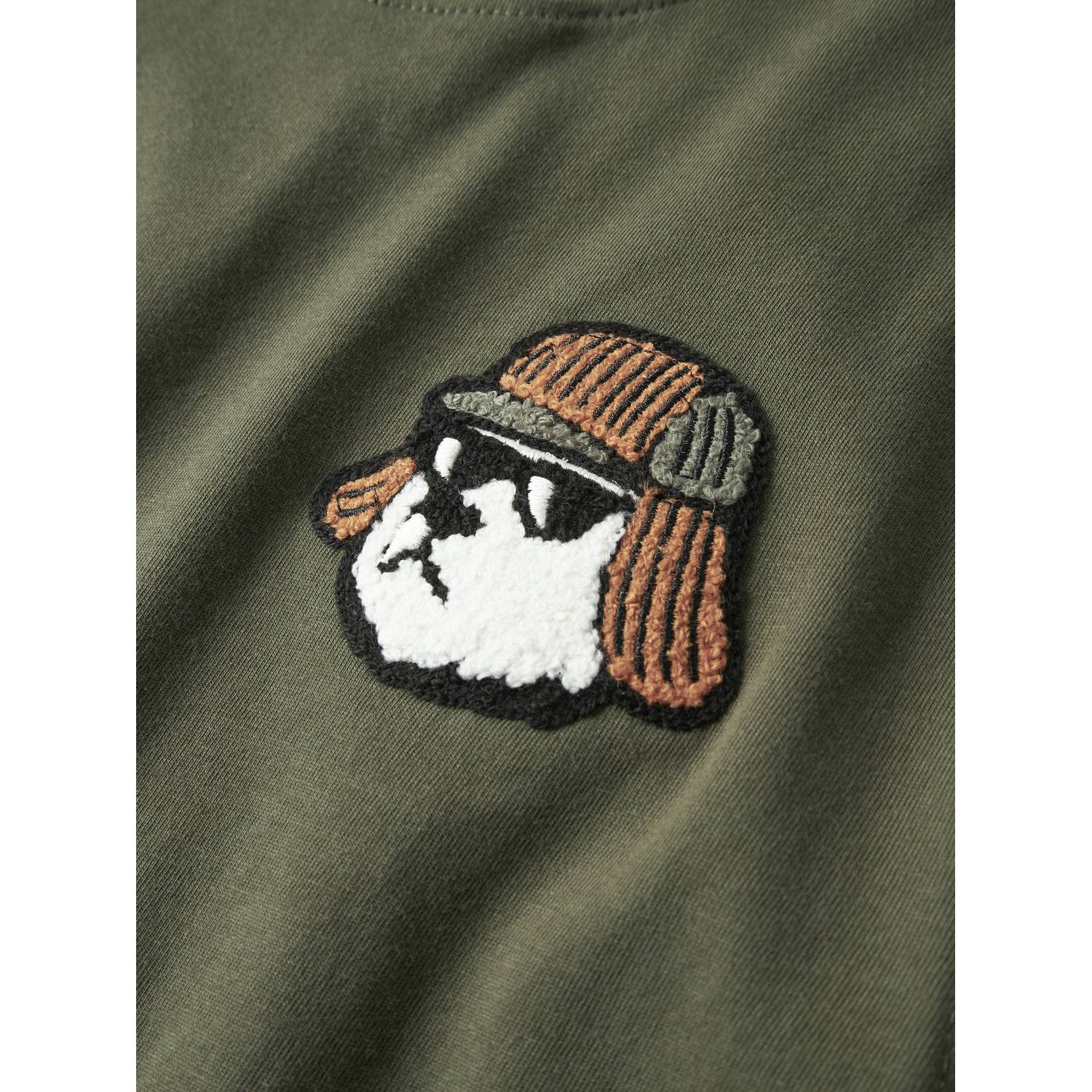NAME IT KIDS rechtvallende longsleeve met patches olijfgroen