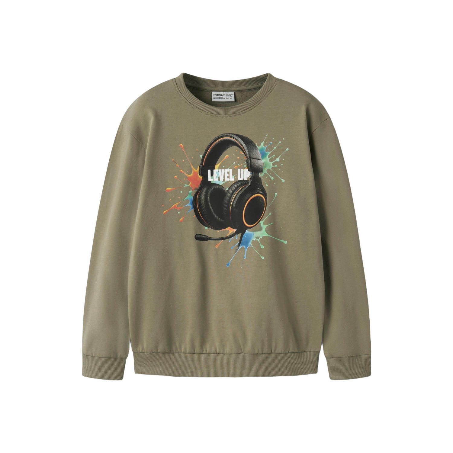 NAME IT KIDS sweater met print groen