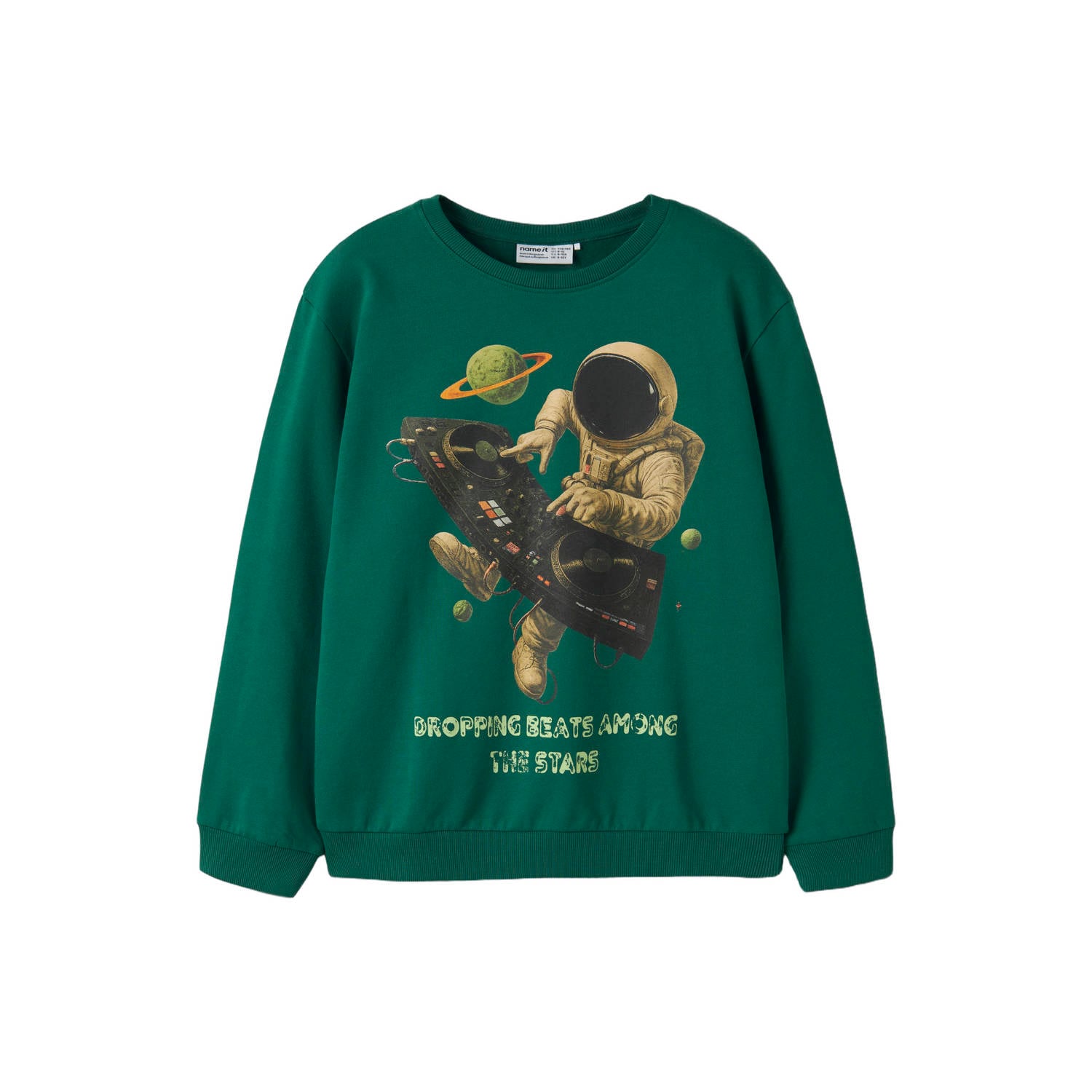 NAME IT KIDS sweater met print donkergroen