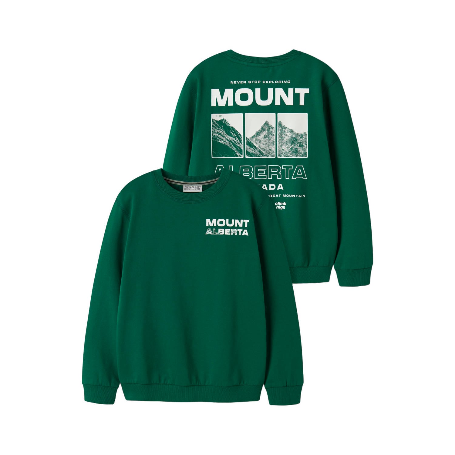 NAME IT KIDS sweater met tekst groen