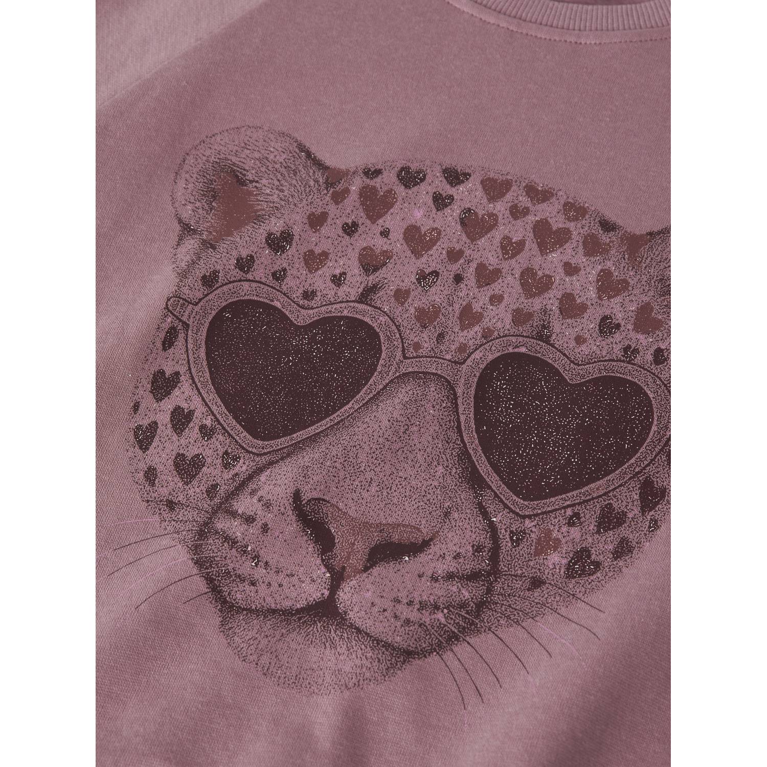 NAME IT KIDS rechtvallende sweater met print lila