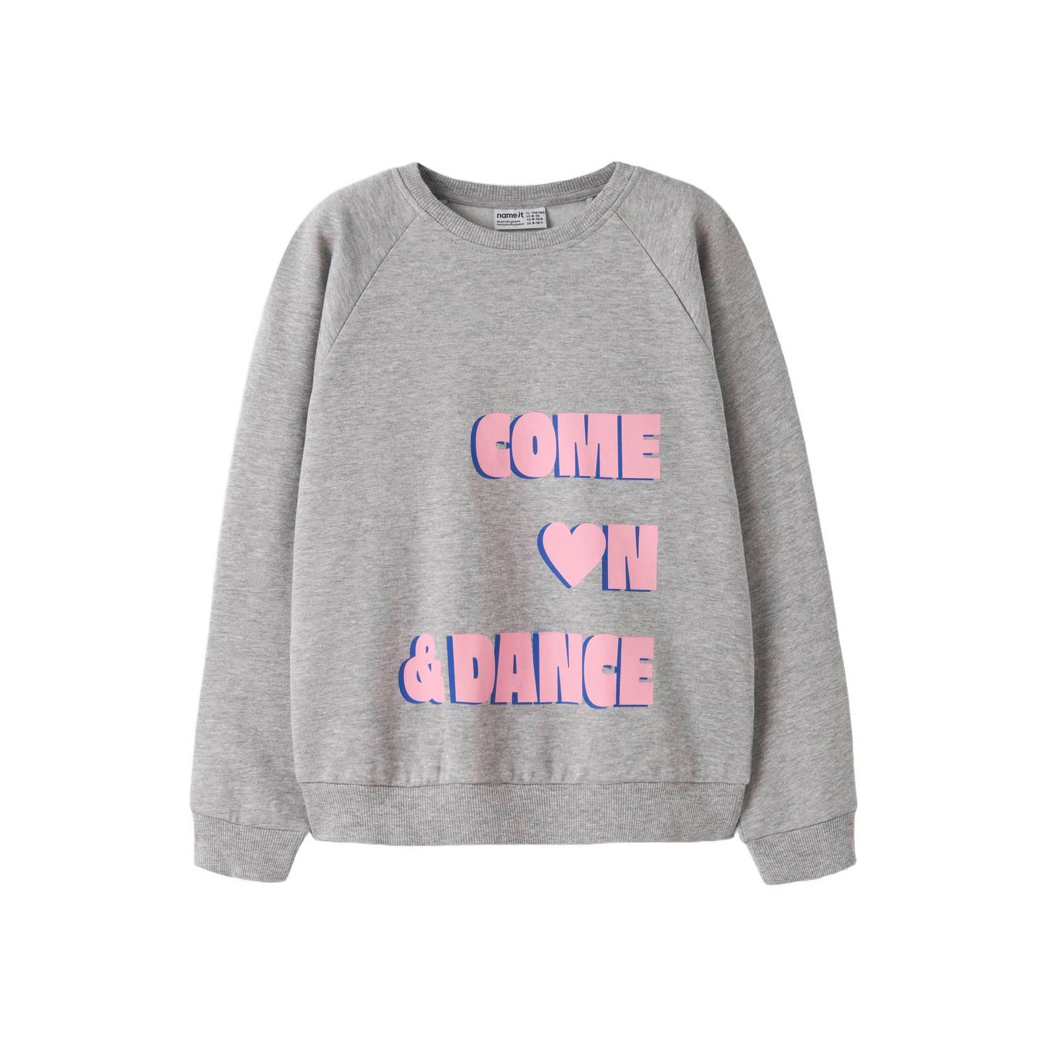 NAME IT KIDS rechtvallende sweater met tekstprint grijs