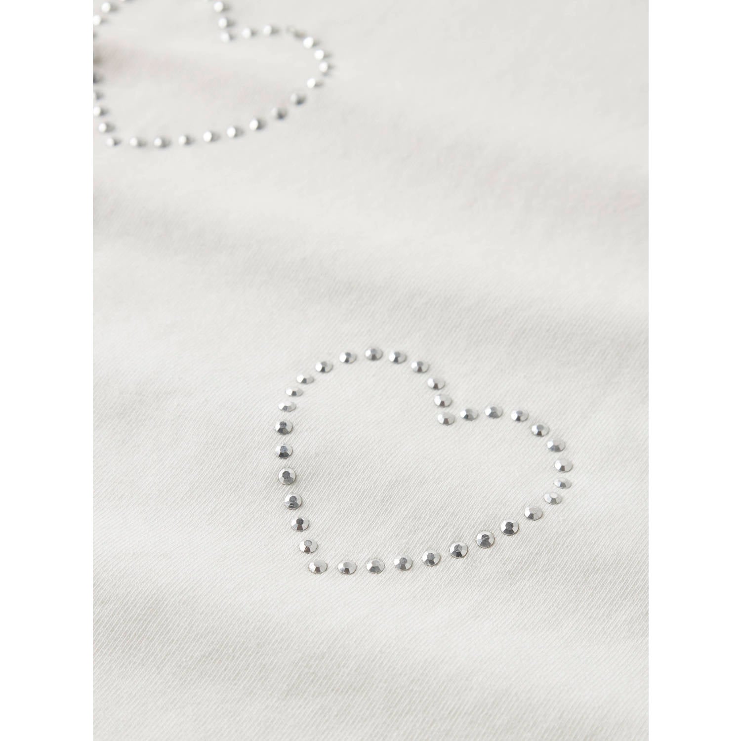 NAME IT KIDS longsleeve met strass-steentjes en hartjes wit