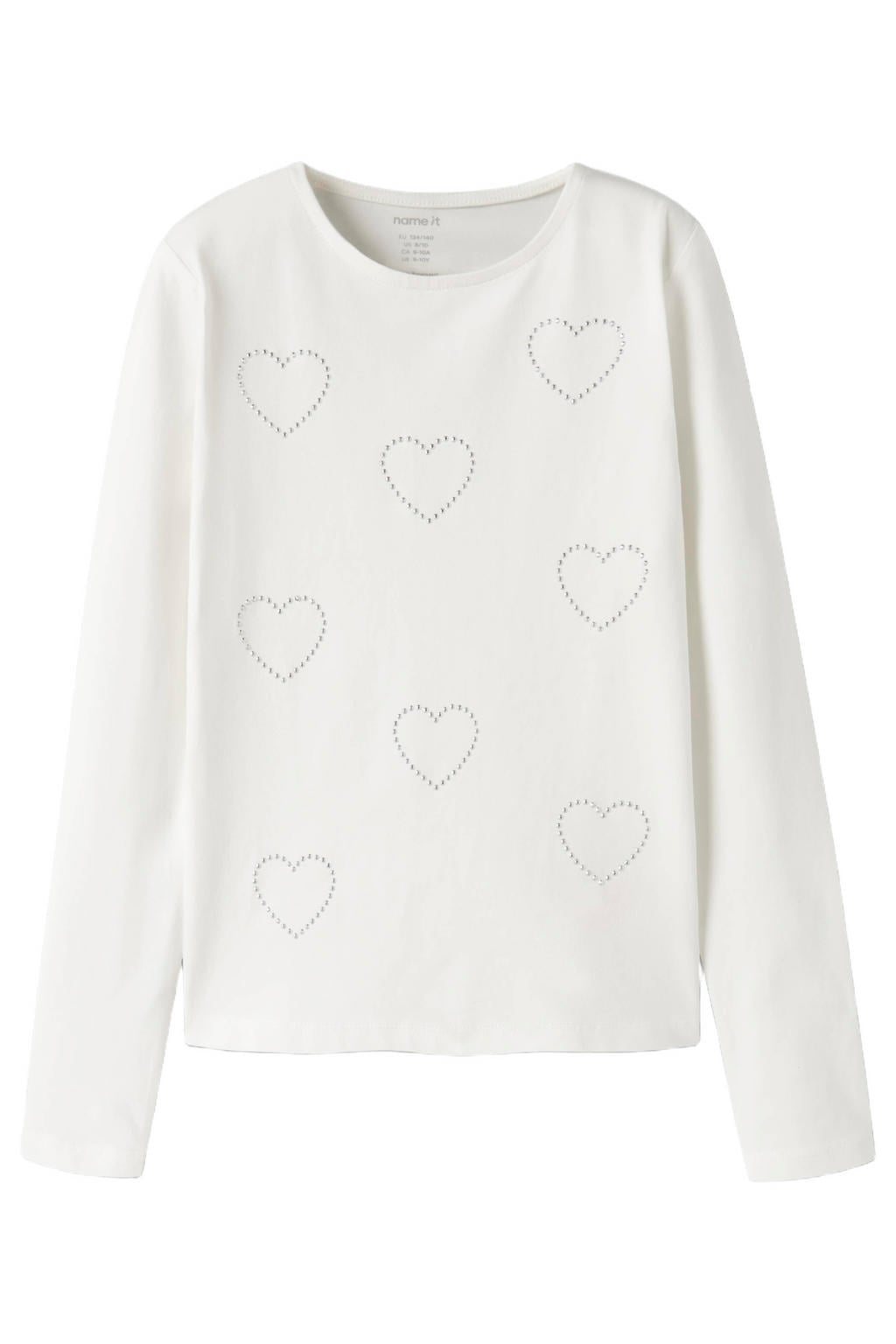Witte meisjes NAME IT KIDS longsleeve en hartjes met lange mouwen en ronde hals