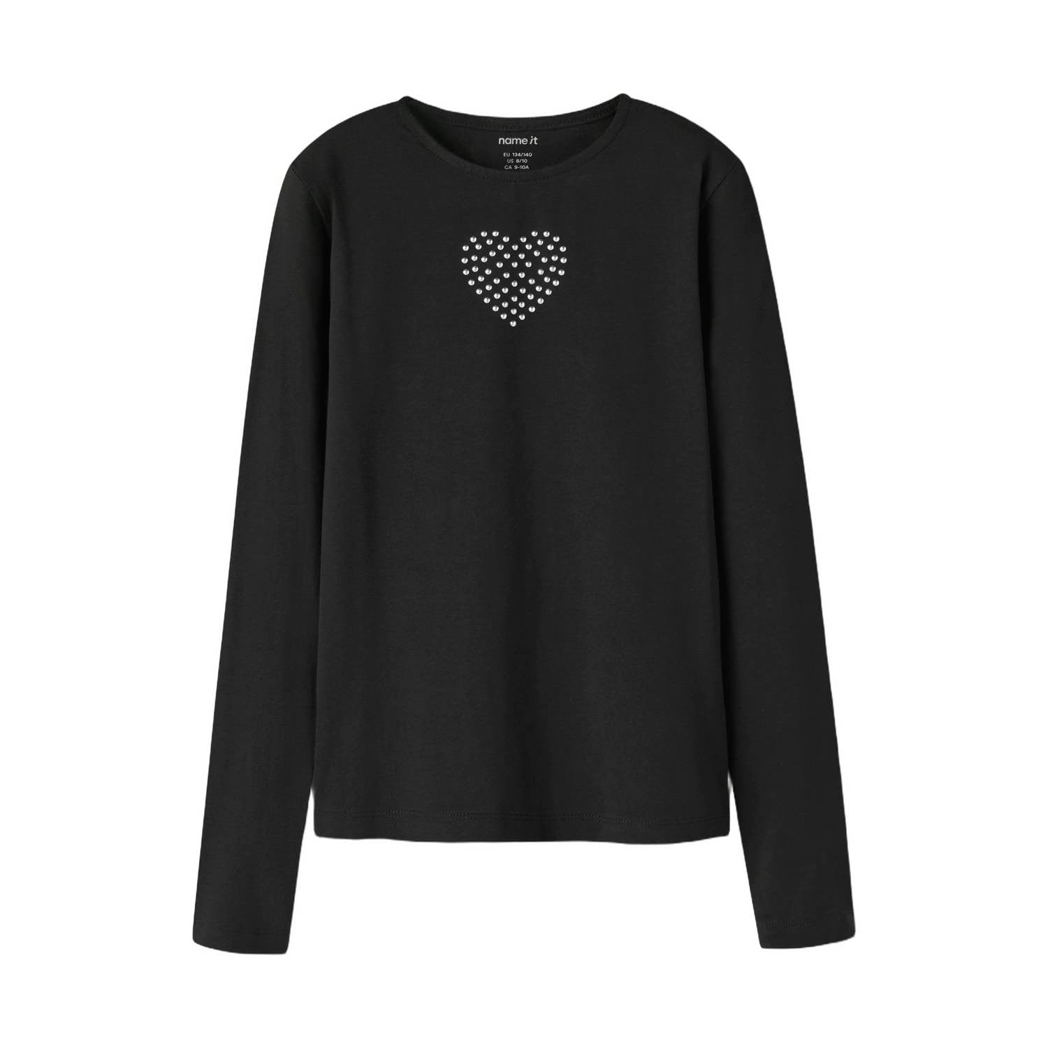 NAME IT KIDS longsleeve met hartjes zwart