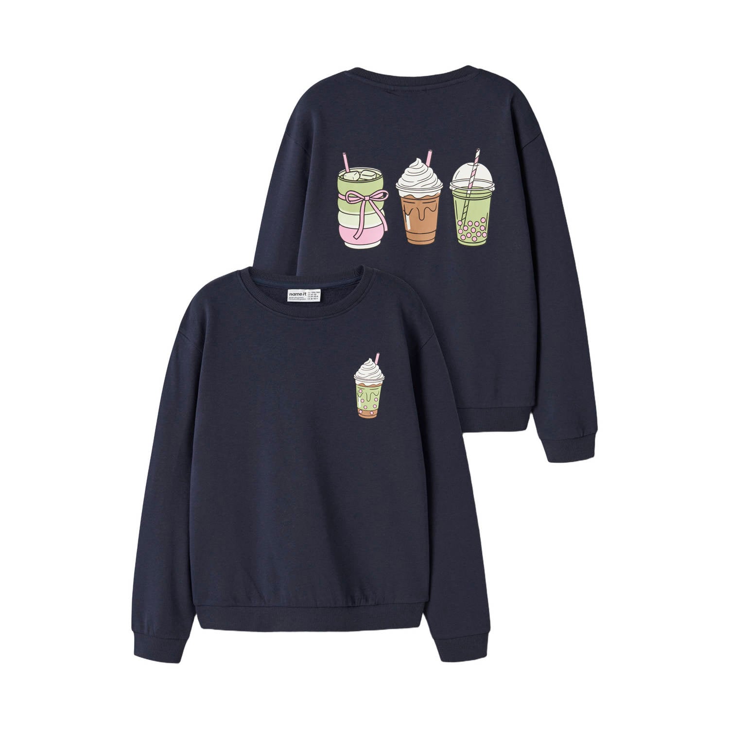 NAME IT KIDS sweater met backprint donkerblauw