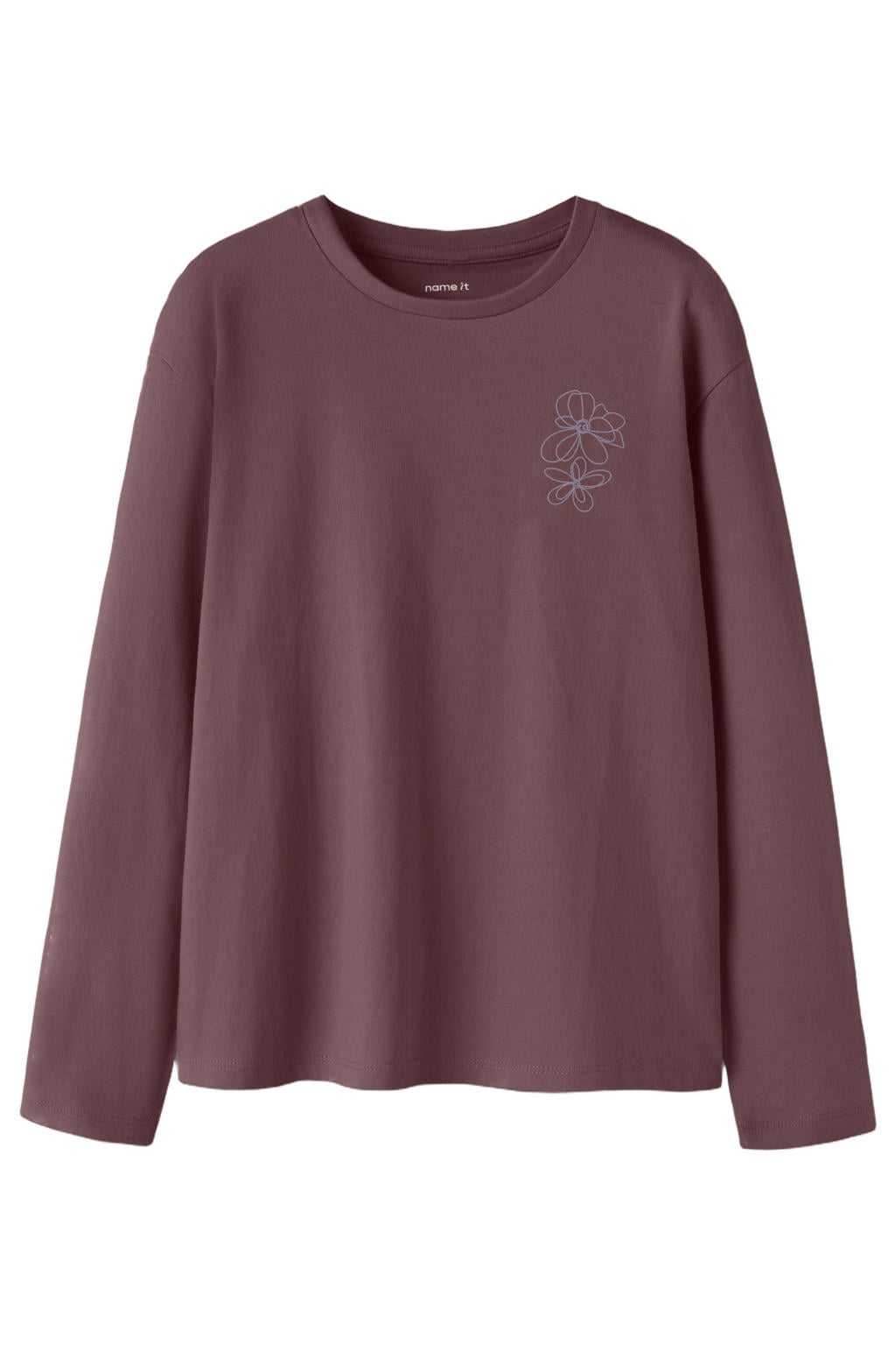 Bruine meisjes NAME IT KIDS longsleeve van katoen met backprint, lange mouwen en ronde hals