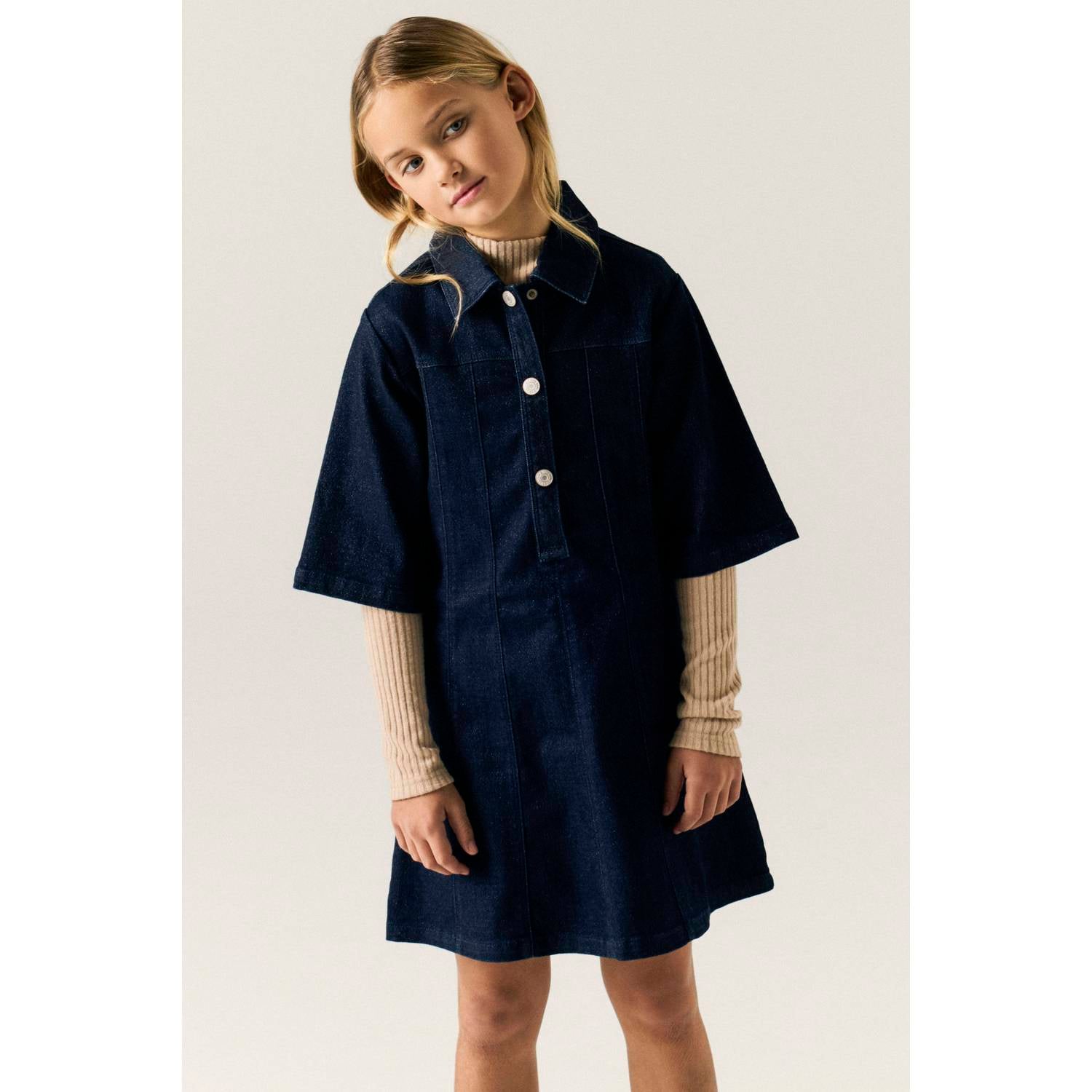 NAME IT KIDS midi spijkerjurk dark blue denim