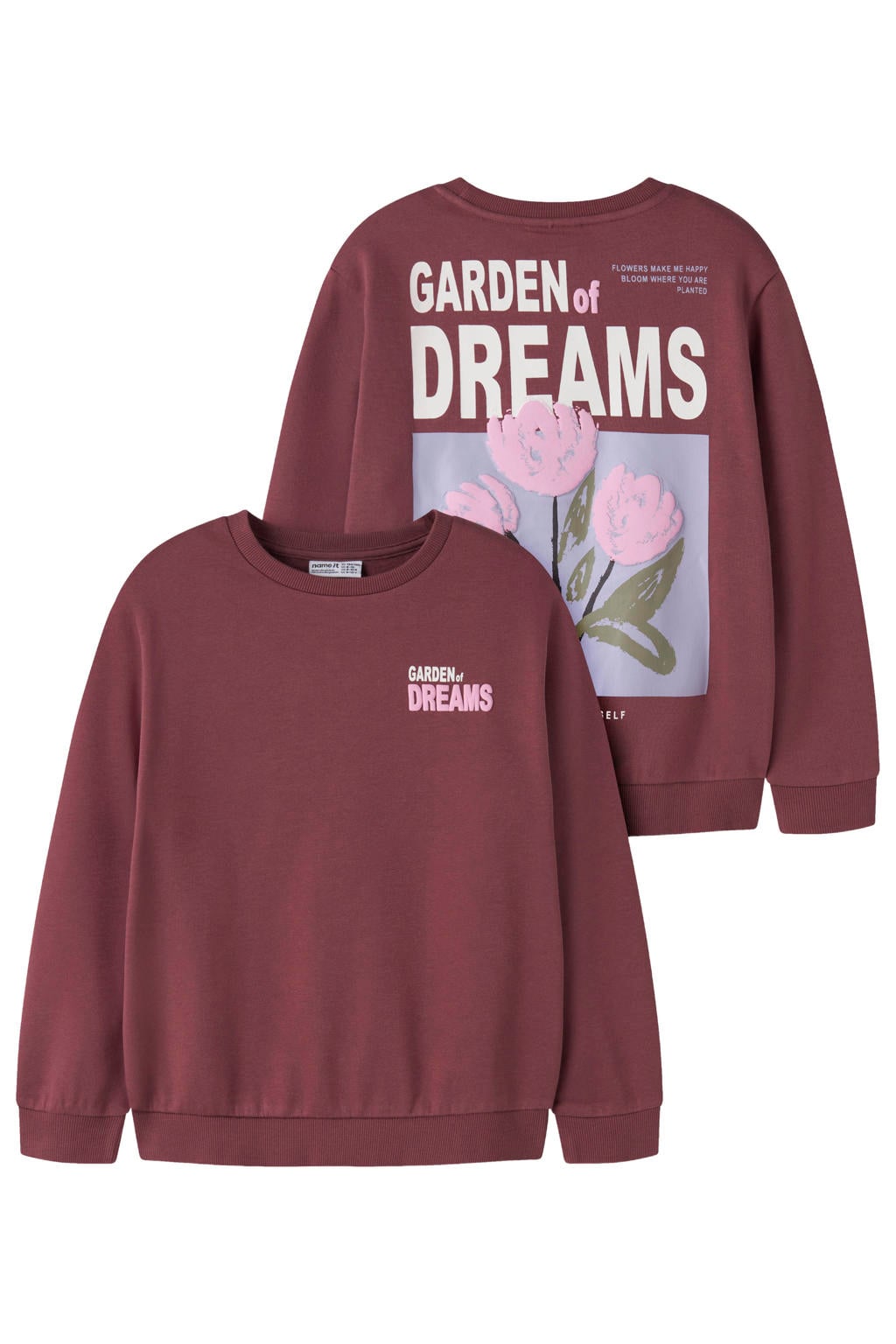 NAME IT KIDS sweater met backprint - donkerrood