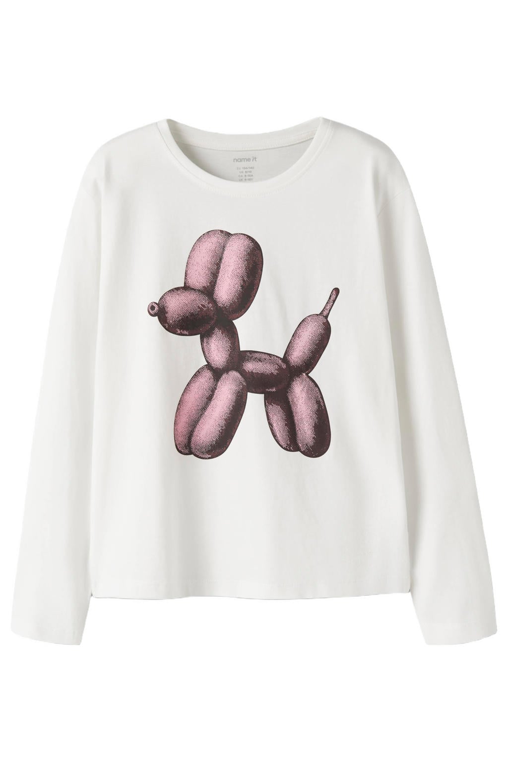 Witte meisjes NAME IT KIDS longsleeve balloon van katoen met printopdruk, lange mouwen en ronde hals