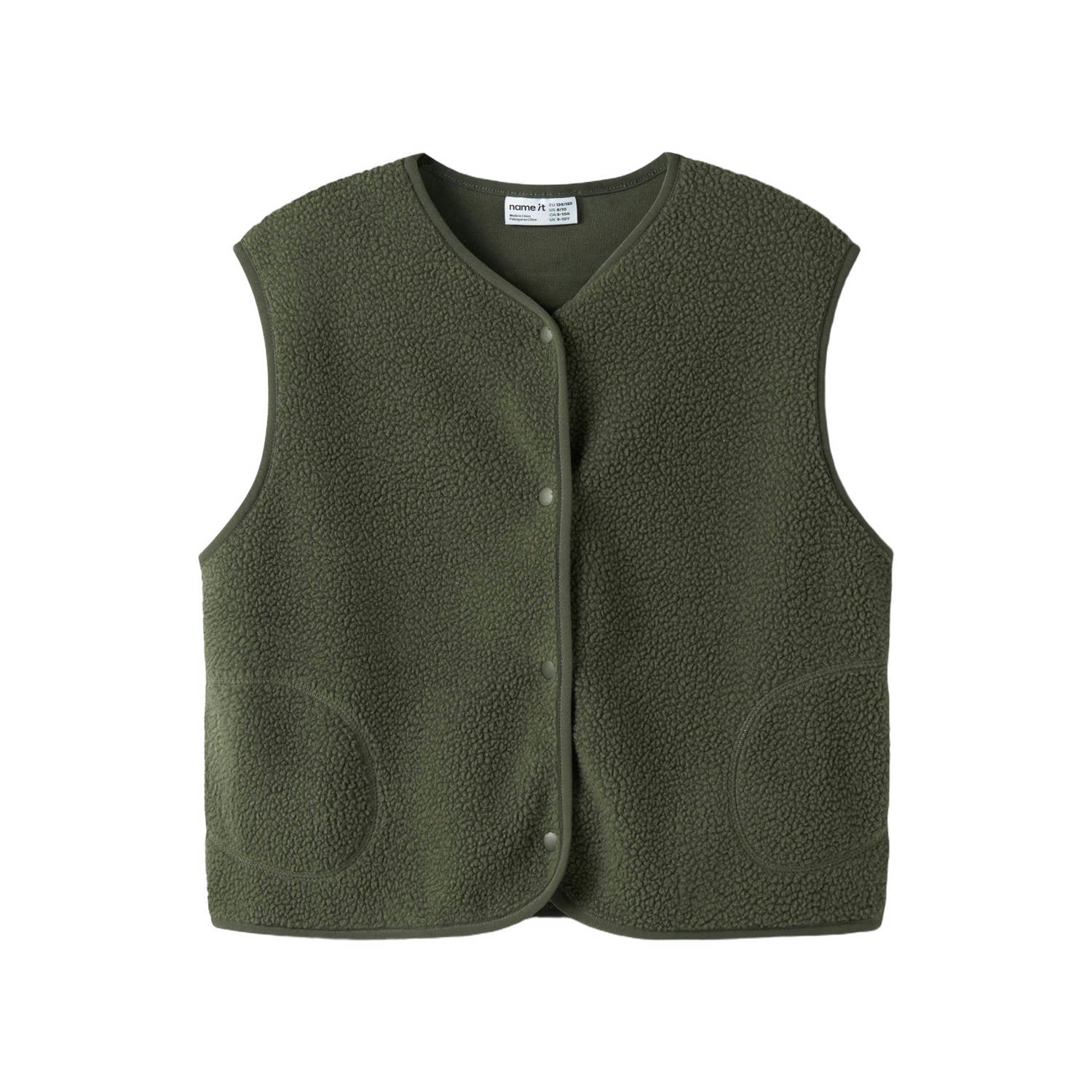 NAME IT KIDS rechtvallend teddy gilet olijfgroen