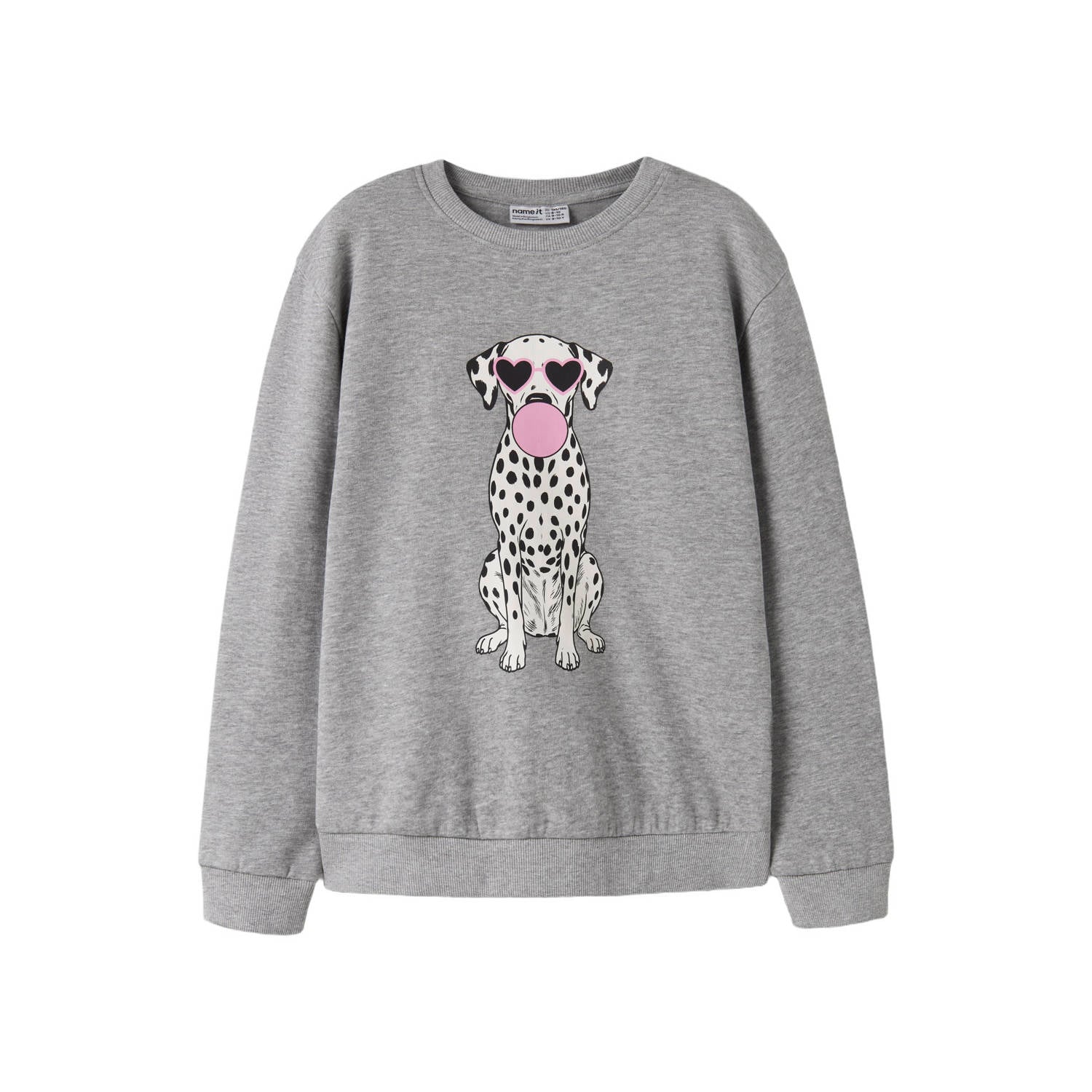 NAME IT KIDS sweater met print grijs