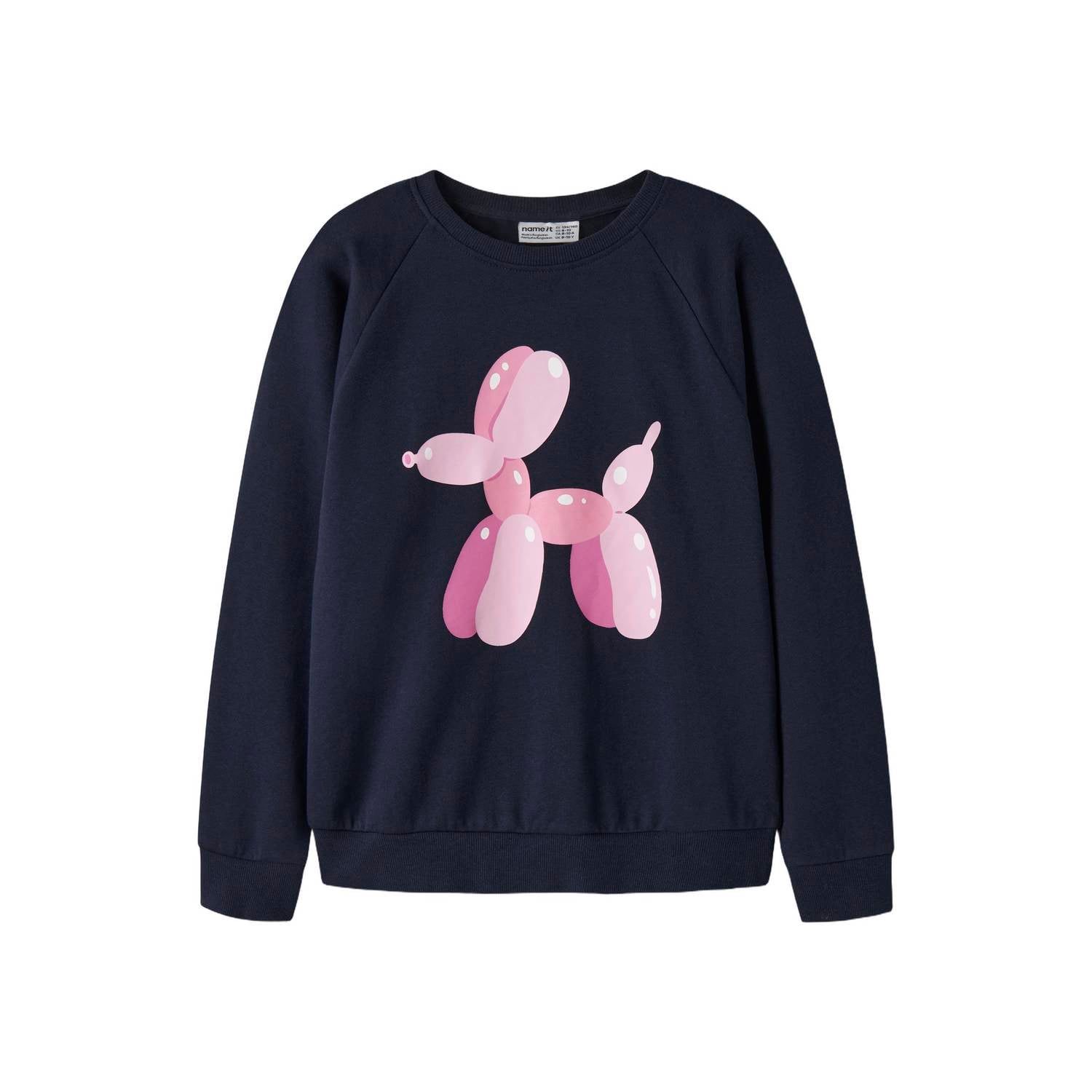 NAME IT KIDS junior rechtvallende sweater met print donkerblauw