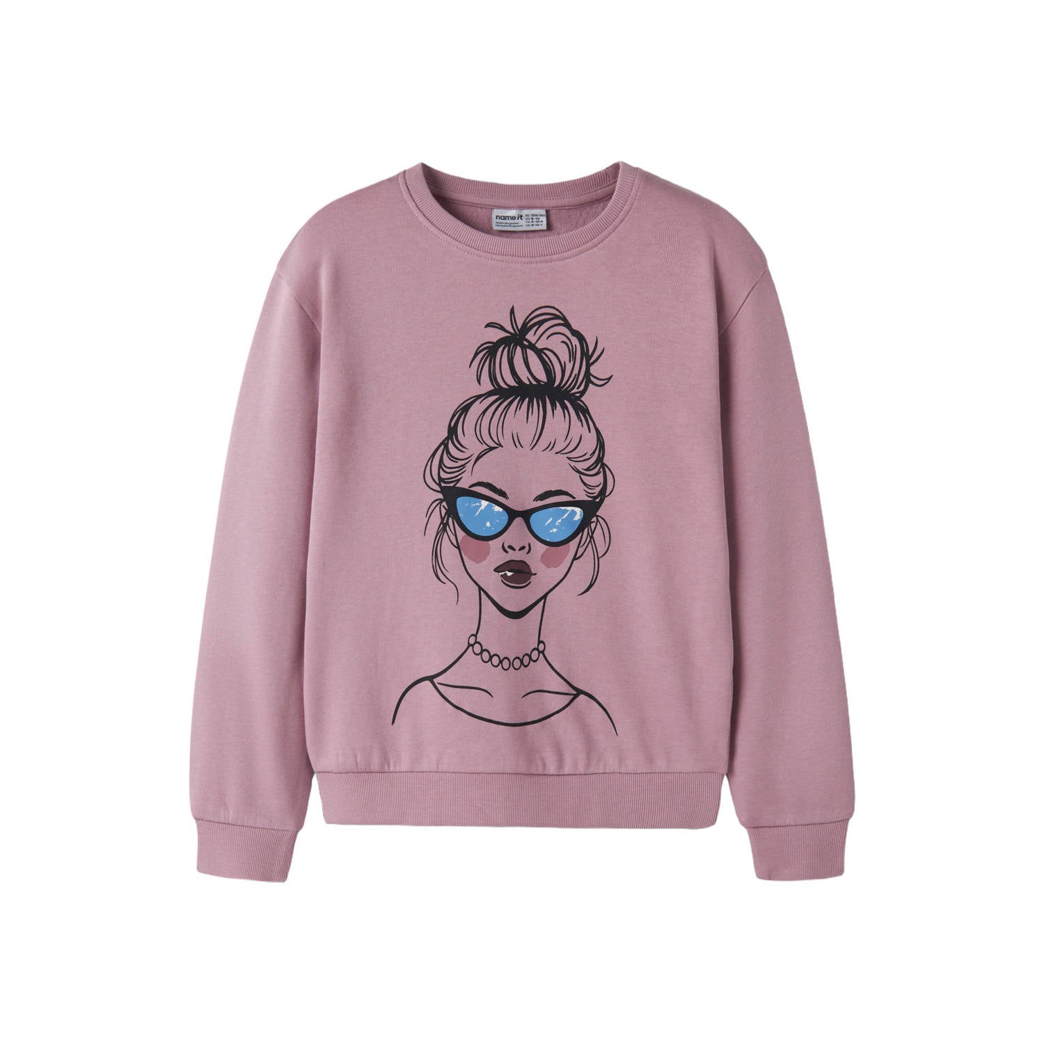 NAME IT KIDS sweater met backprint lila