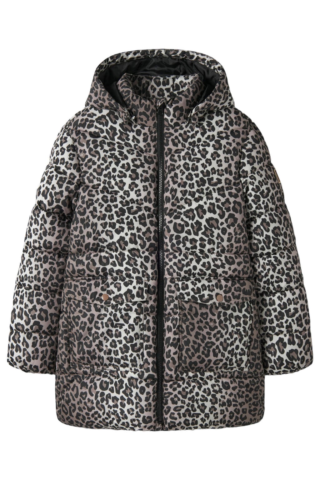 NAME IT KIDS winterjas met panterprint - bruin/zwart