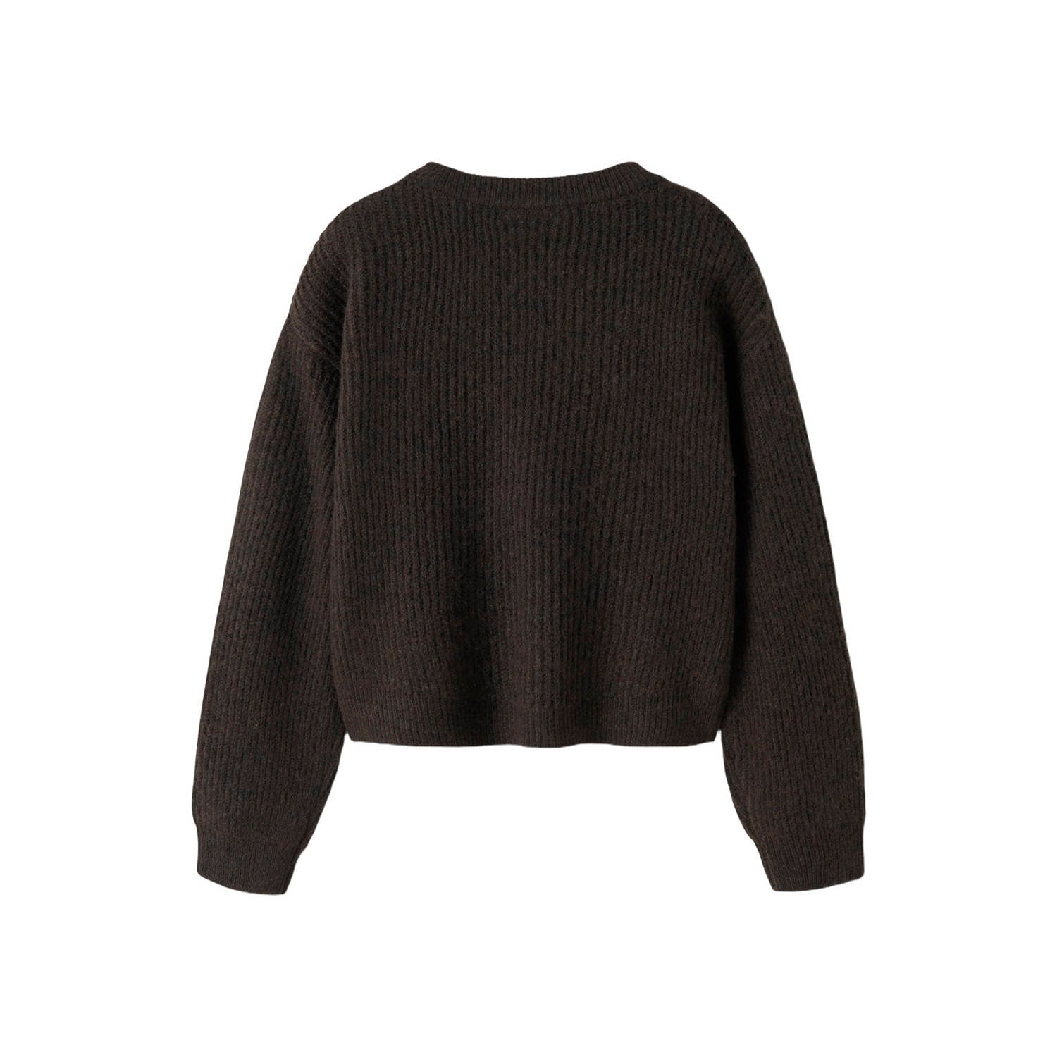 NAME IT KIDS oversized gebreide trui met wol donkerbruin