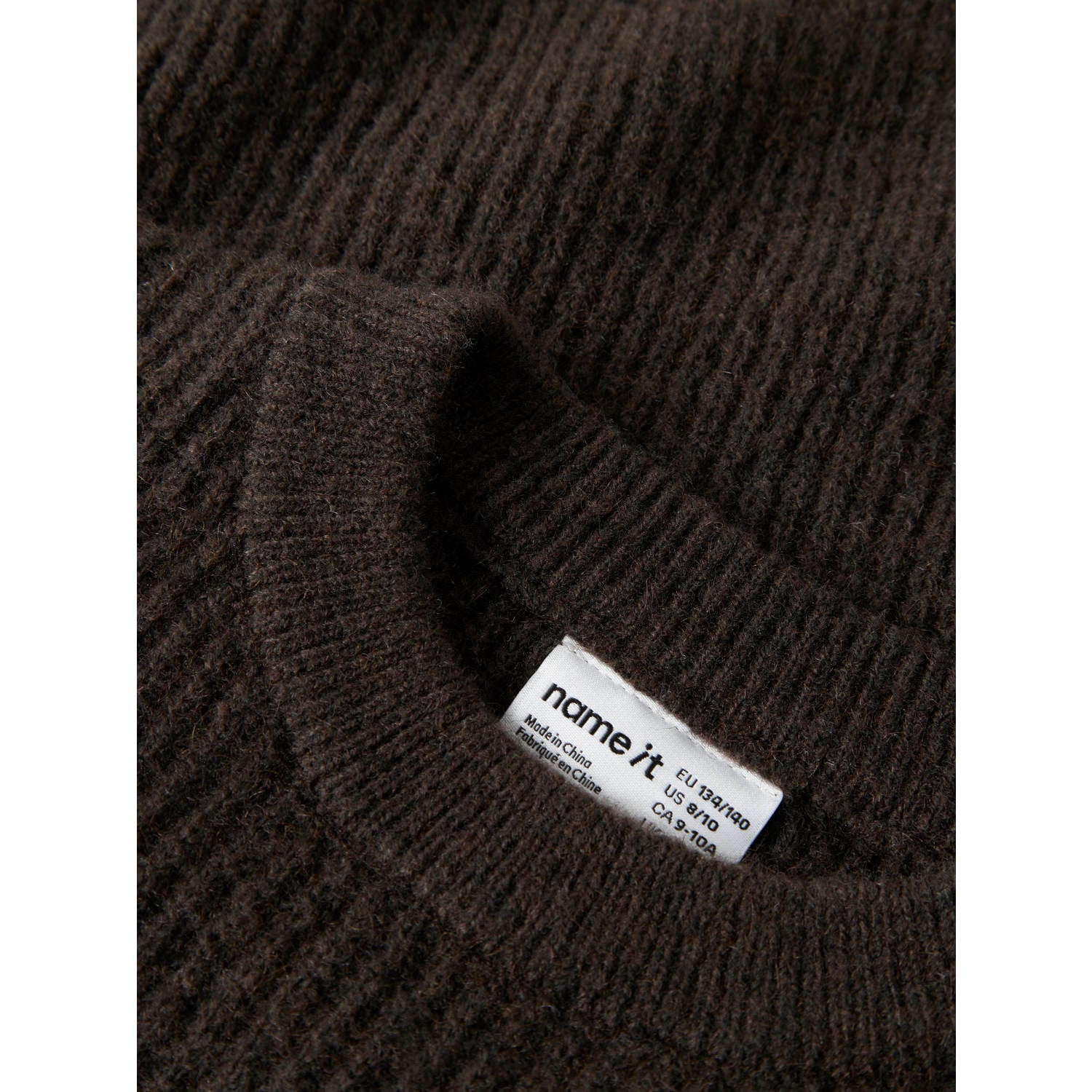 NAME IT KIDS oversized gebreide trui met wol donkerbruin