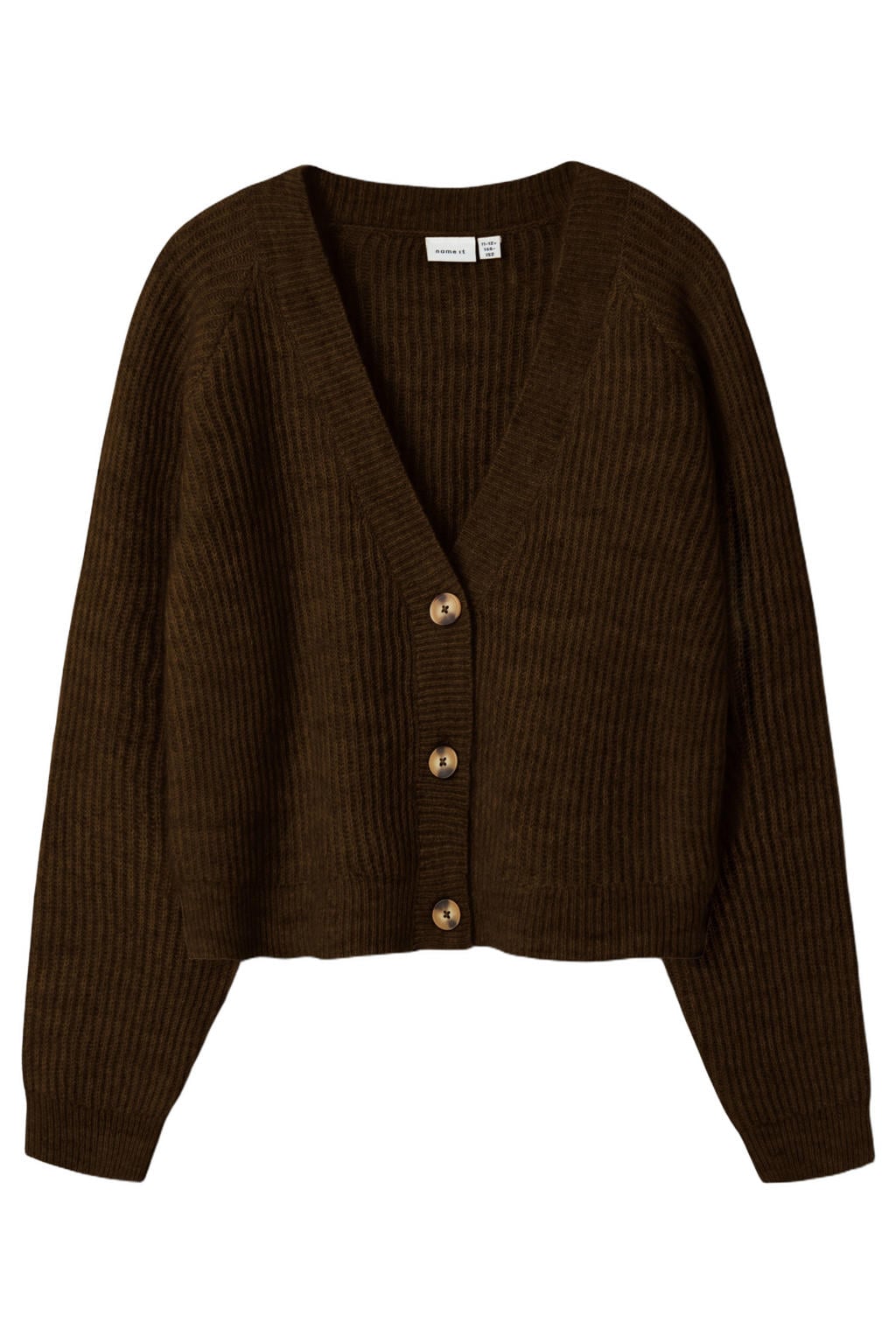 Donkerblauwe meisjes NAME IT KIDS rechtvallend gebreid vest met lange mouwen, V-hals en knoopsluiting