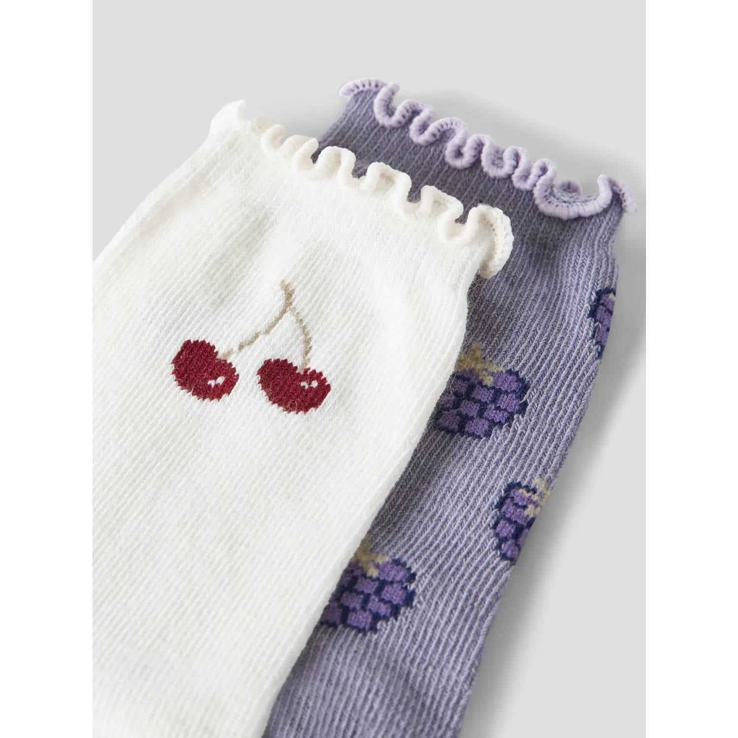 NAME IT MINI sokken met print paars wit (set van 2)